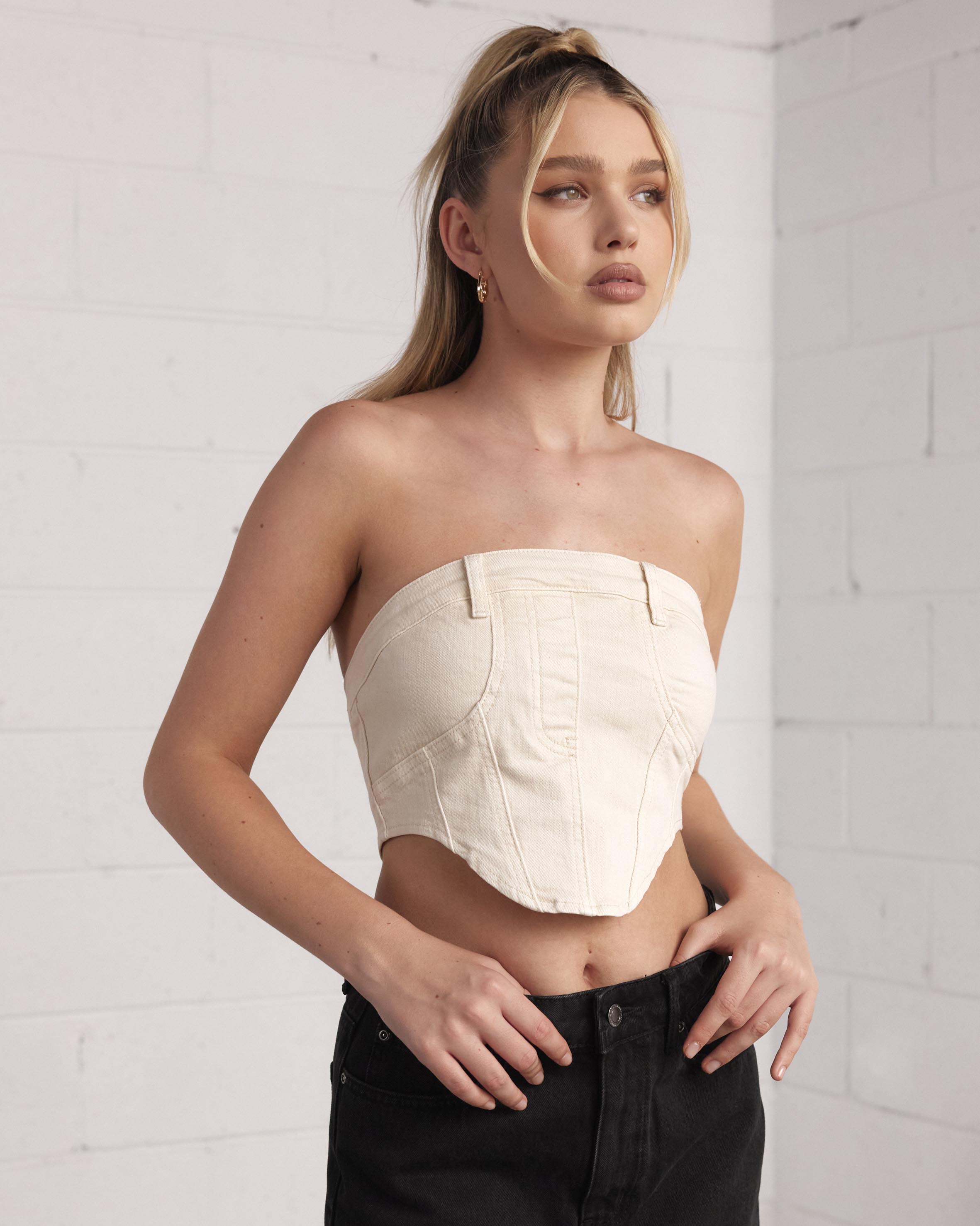 Sandstorm Denim Bustier Top
