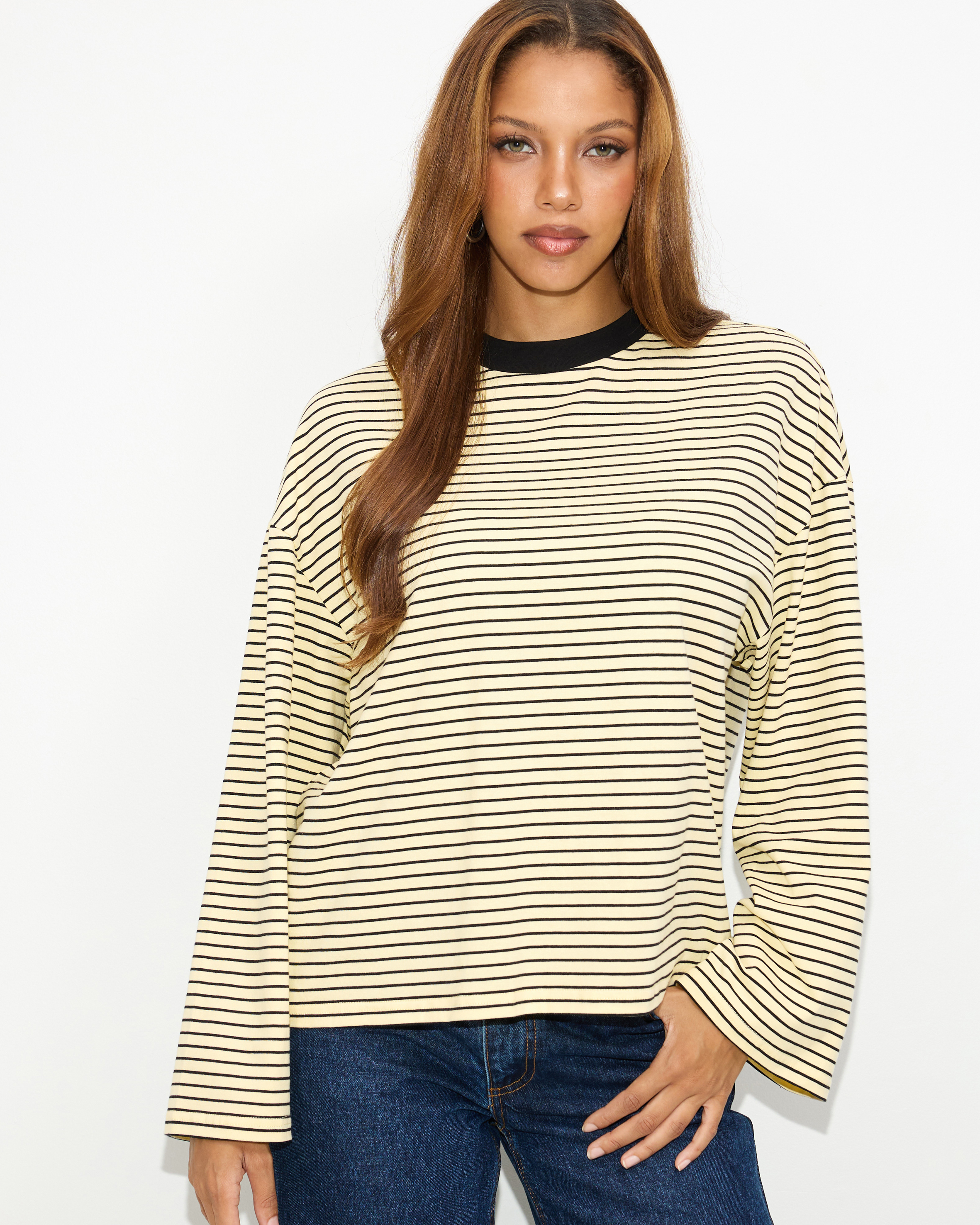 Nostalgia Stripe Oversized LS Tee