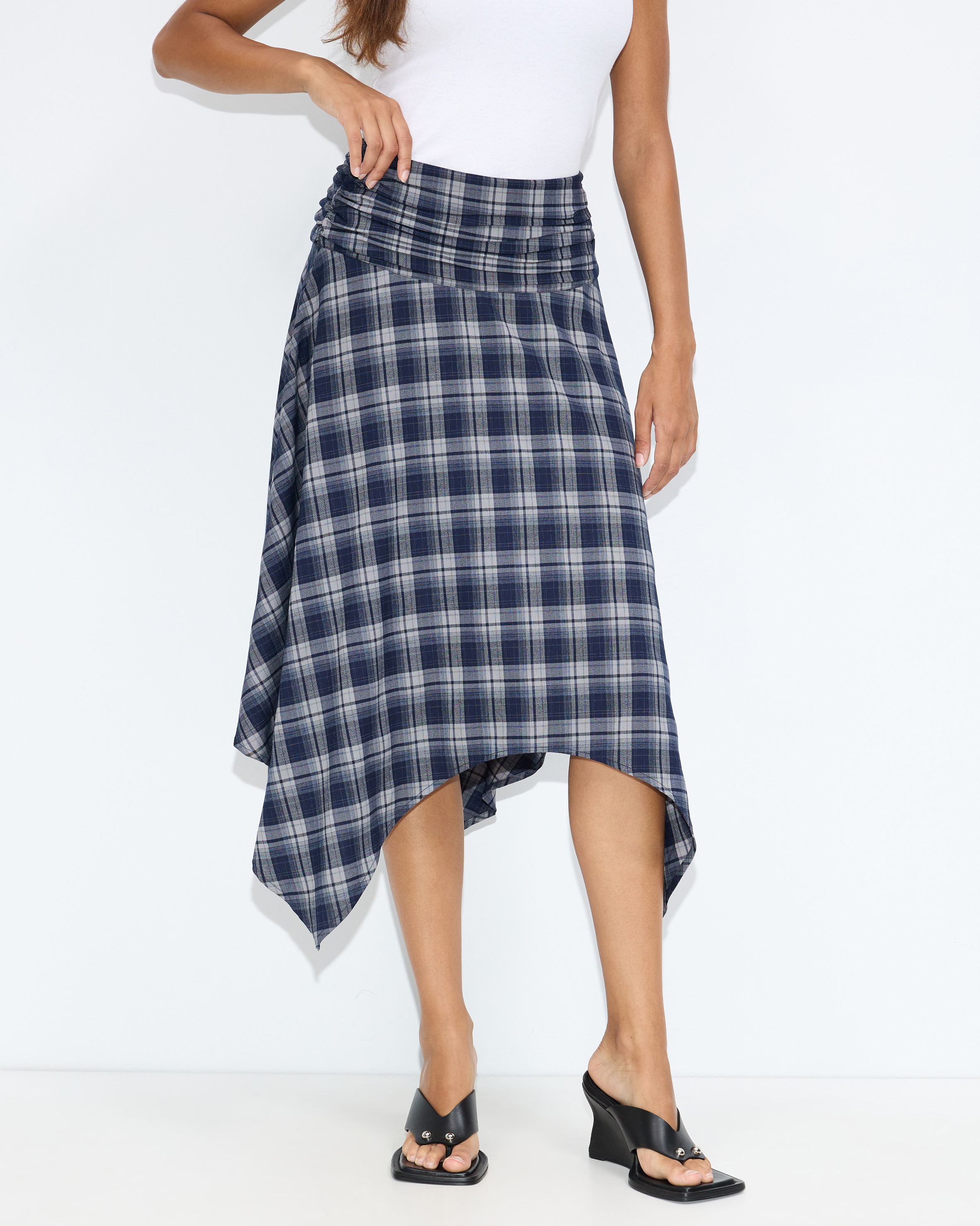 Hamilton Hanky Hem Check Midi Skirt