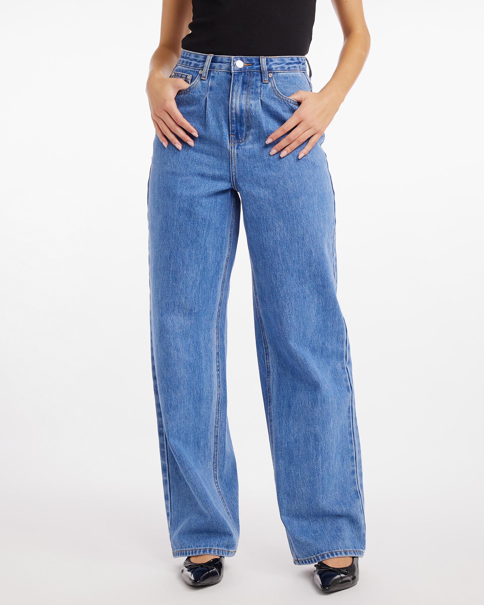 Cool Girl Pleat Denim Jeans