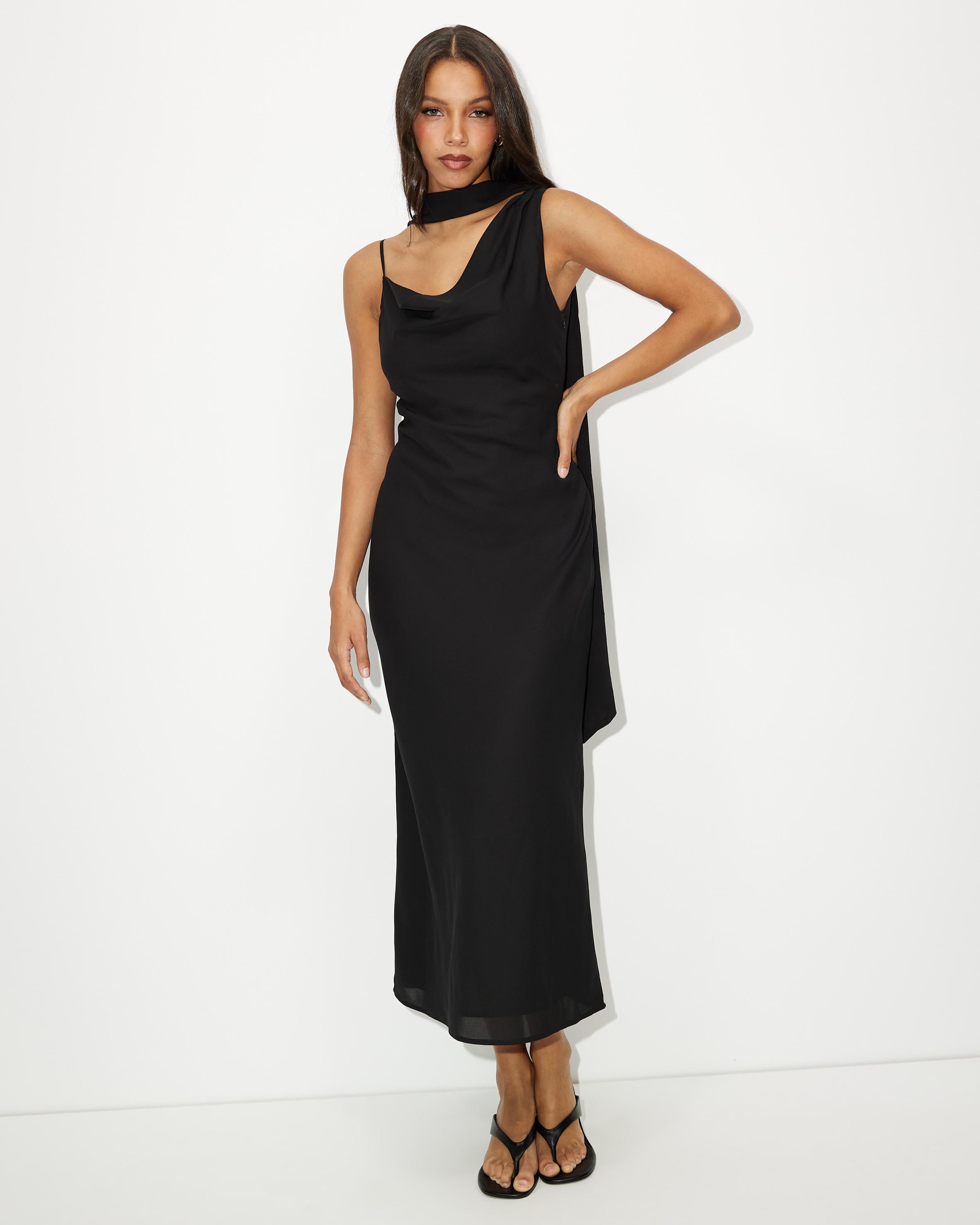 Esme Chiffon Neck Scarf Midi Dress