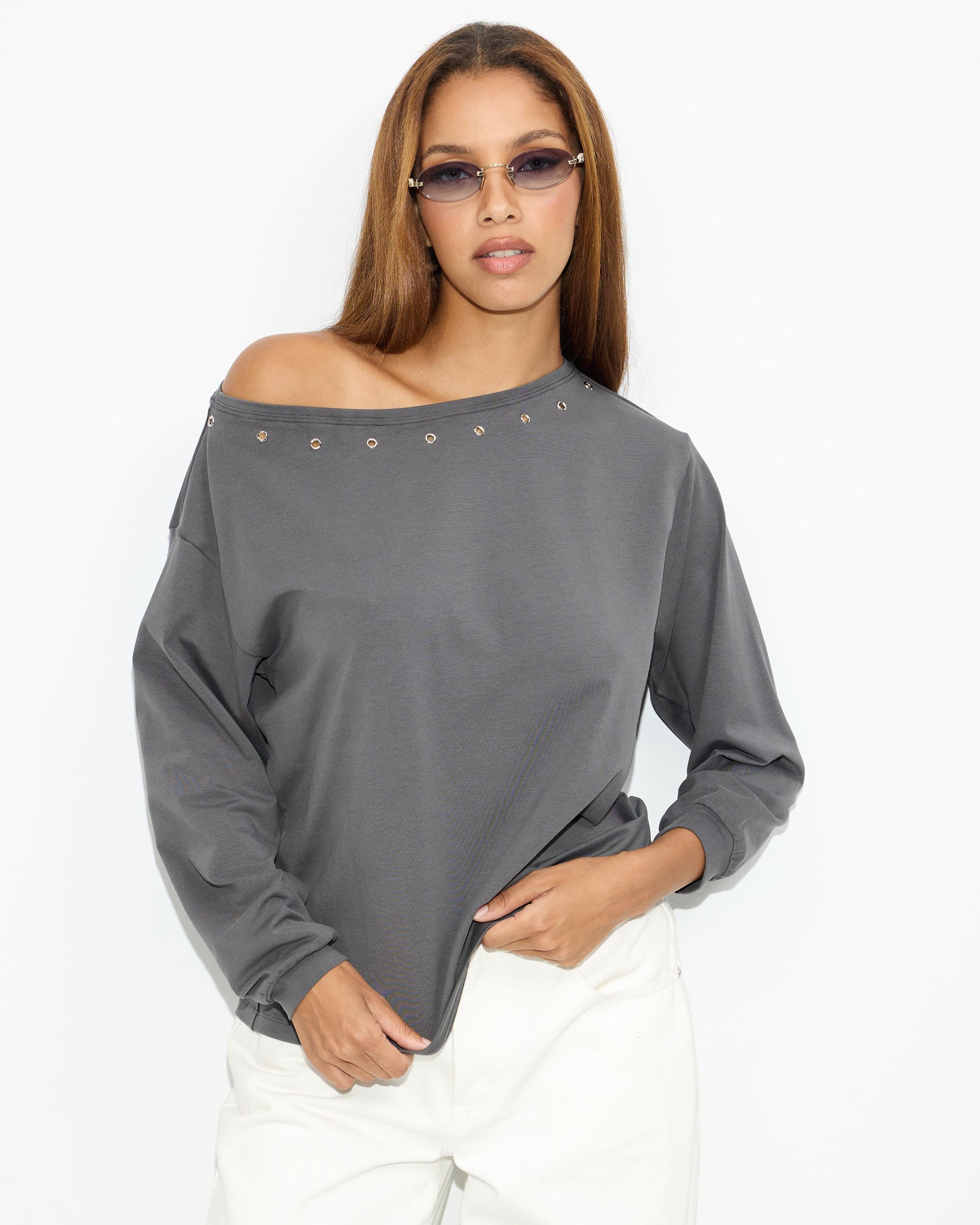 Holly Long Sleeve Eyelet T-Shirt