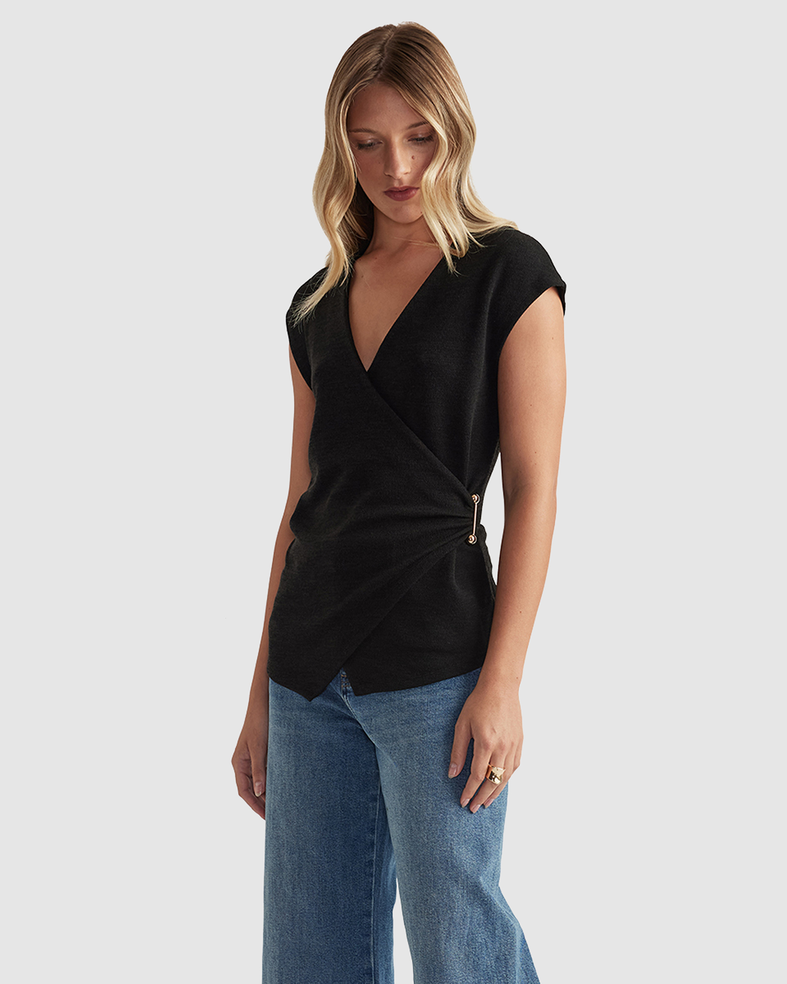 Carla Metal Detail Wrap Top