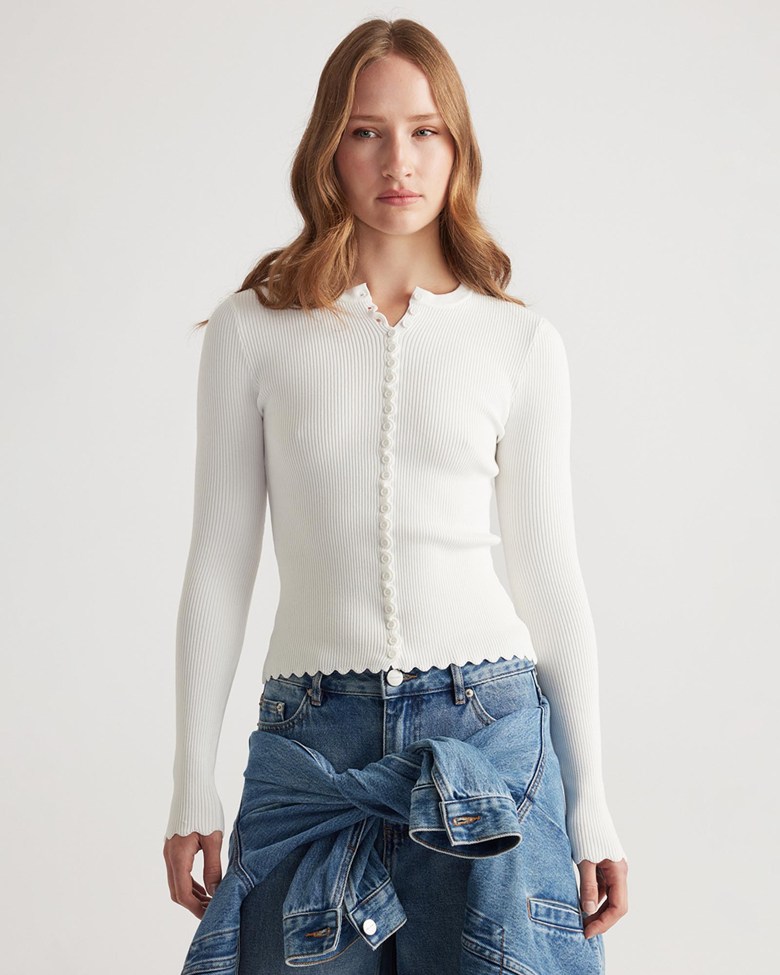 Lana Scallop Button Top