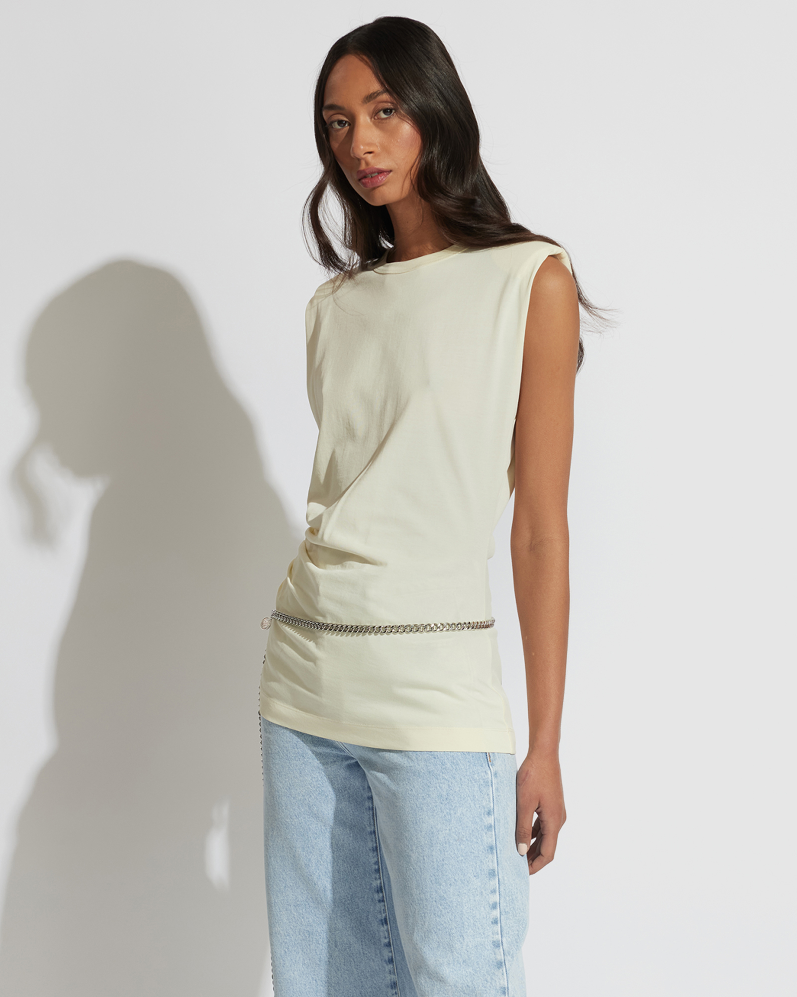 Ella Shoulder Pad Ruched Tank