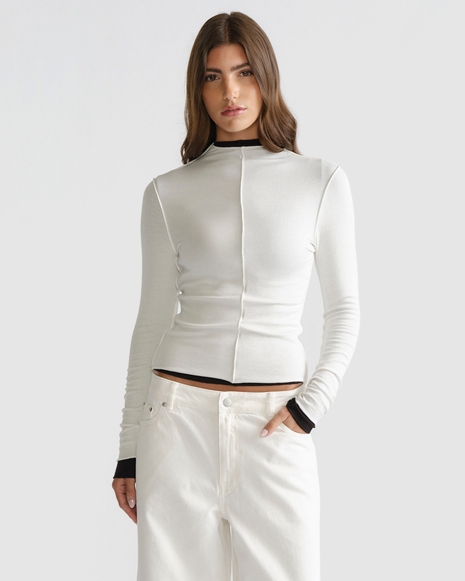 D-Luxe Semi Sheer Long Sleeve Top