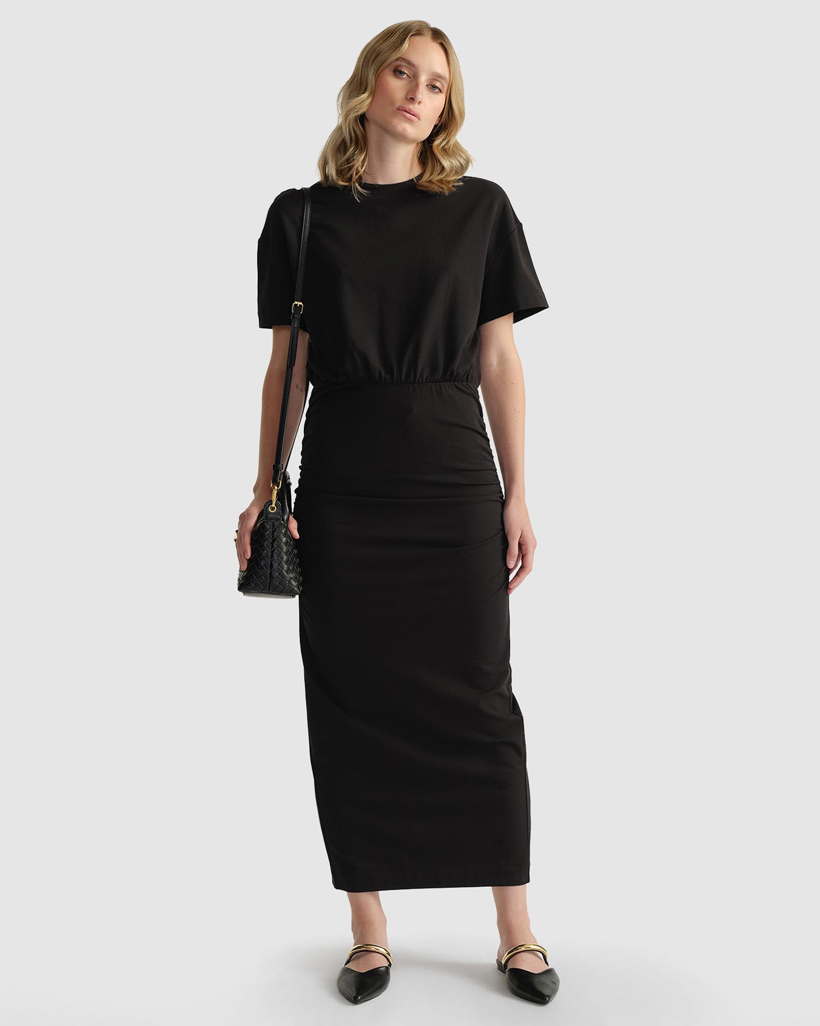 Gabbie Ruched Midi Dress