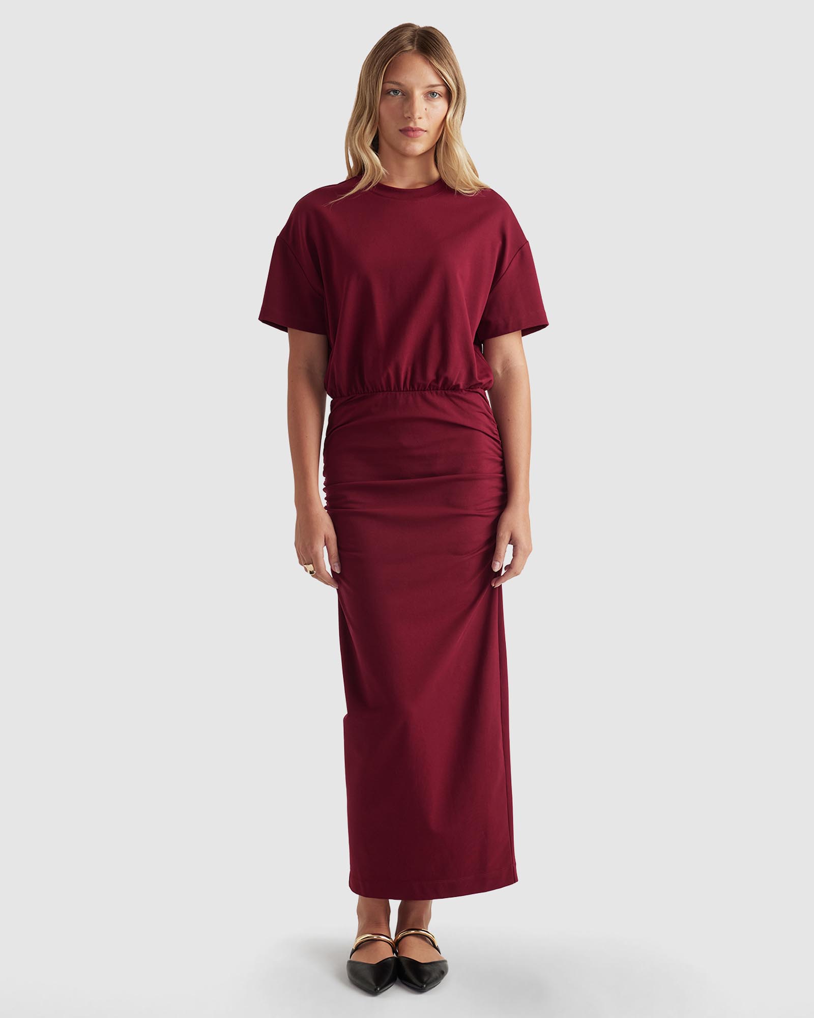 Gabbie Ruched Midi Dress