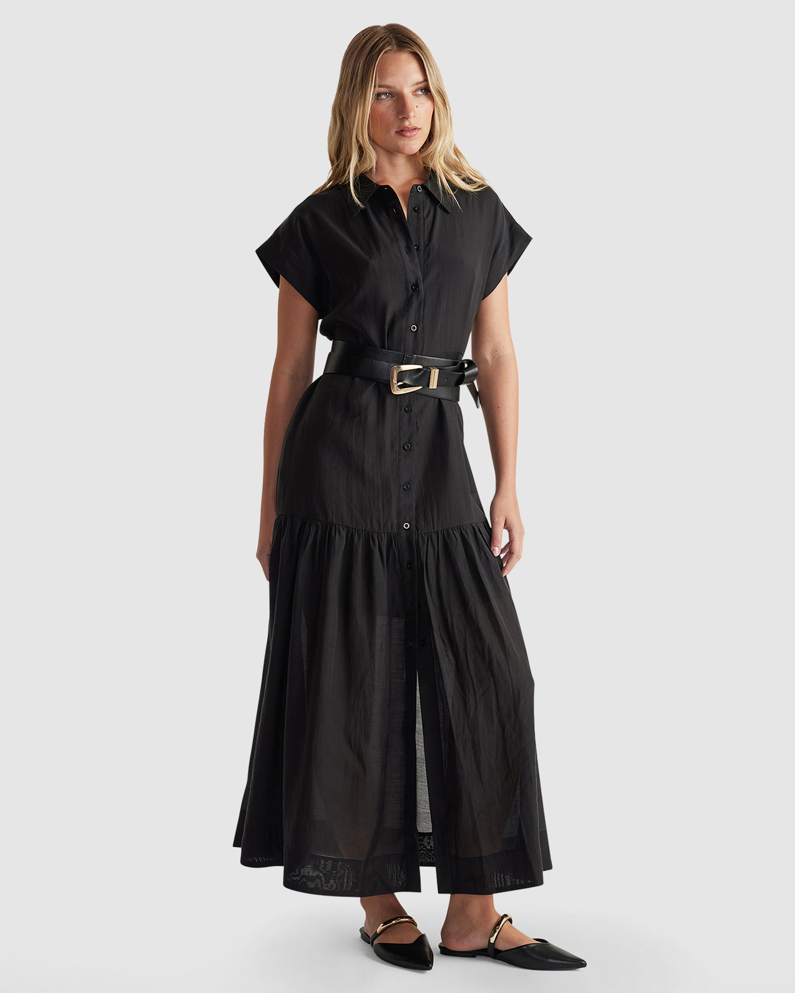 Tamara Tiered Maxi Shirt Dress