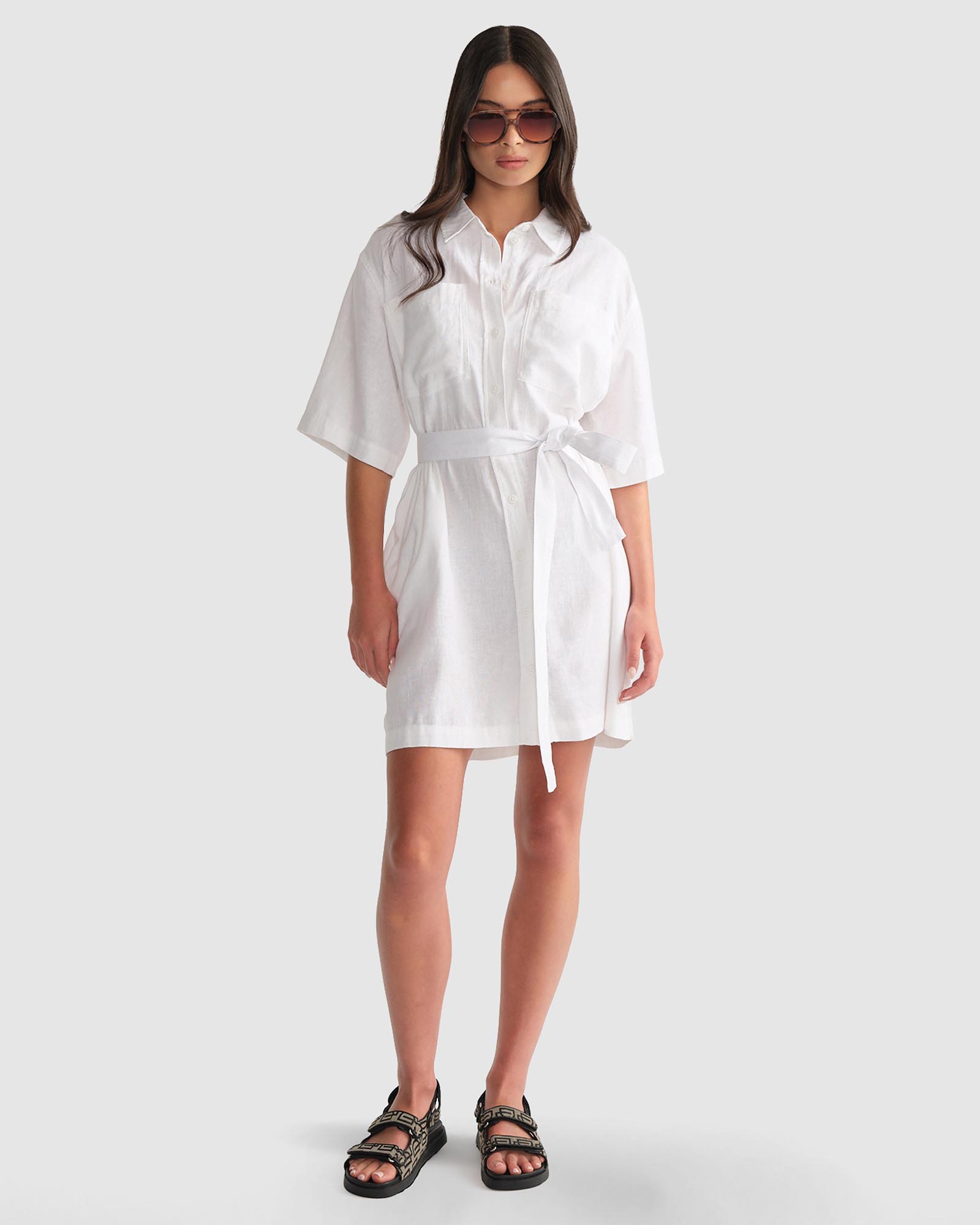 D-Luxe Linen Blend Short Dress