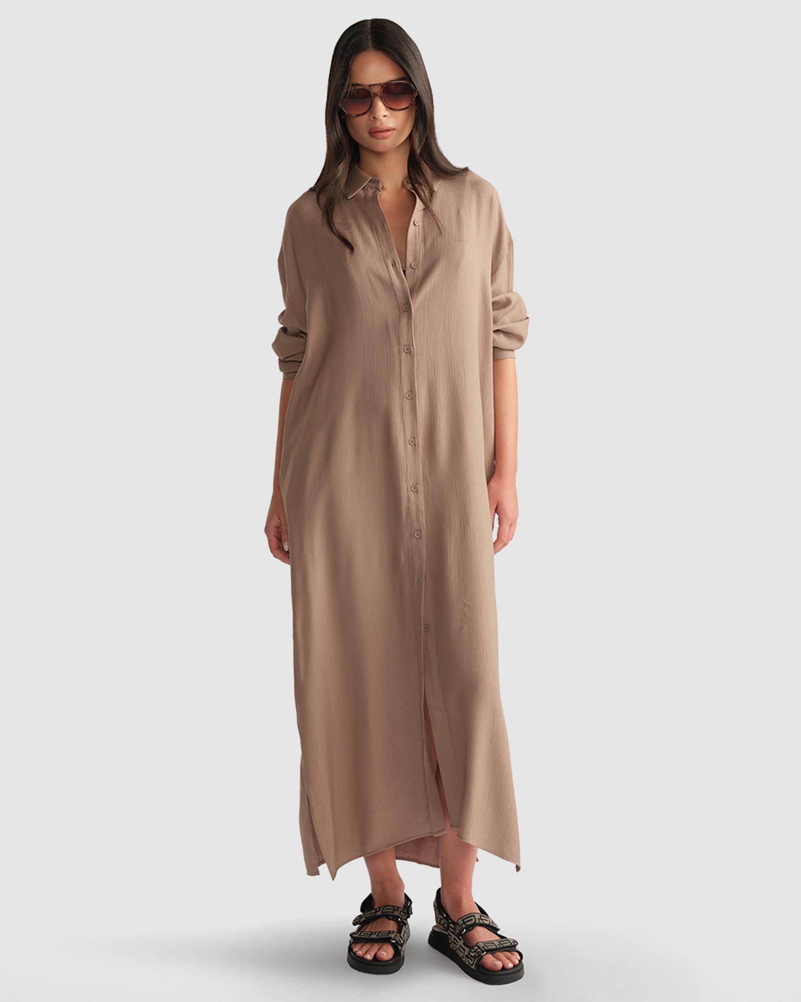 D-Luxe Textured Shirt Dress