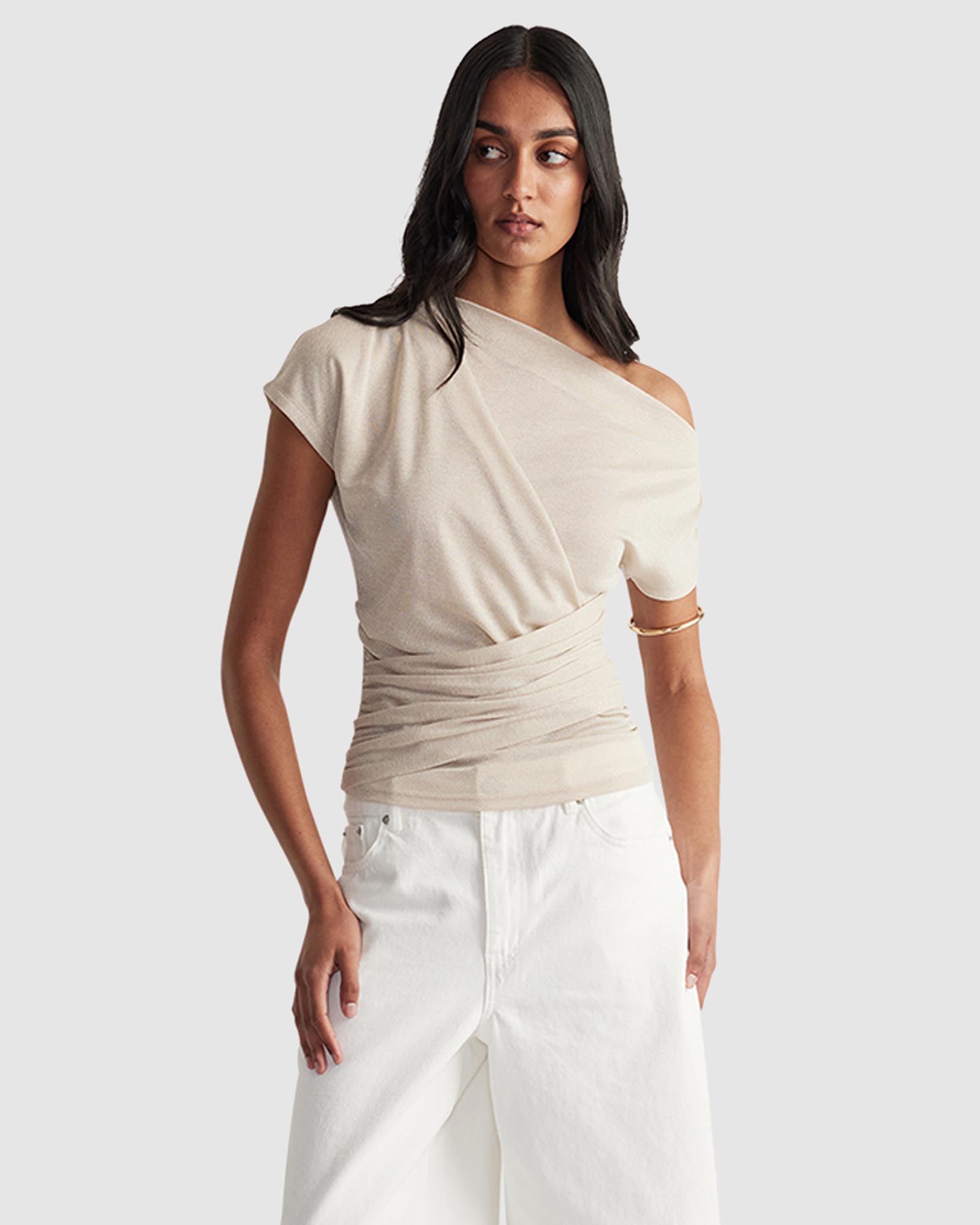 Ruby Gathered Lurex Top