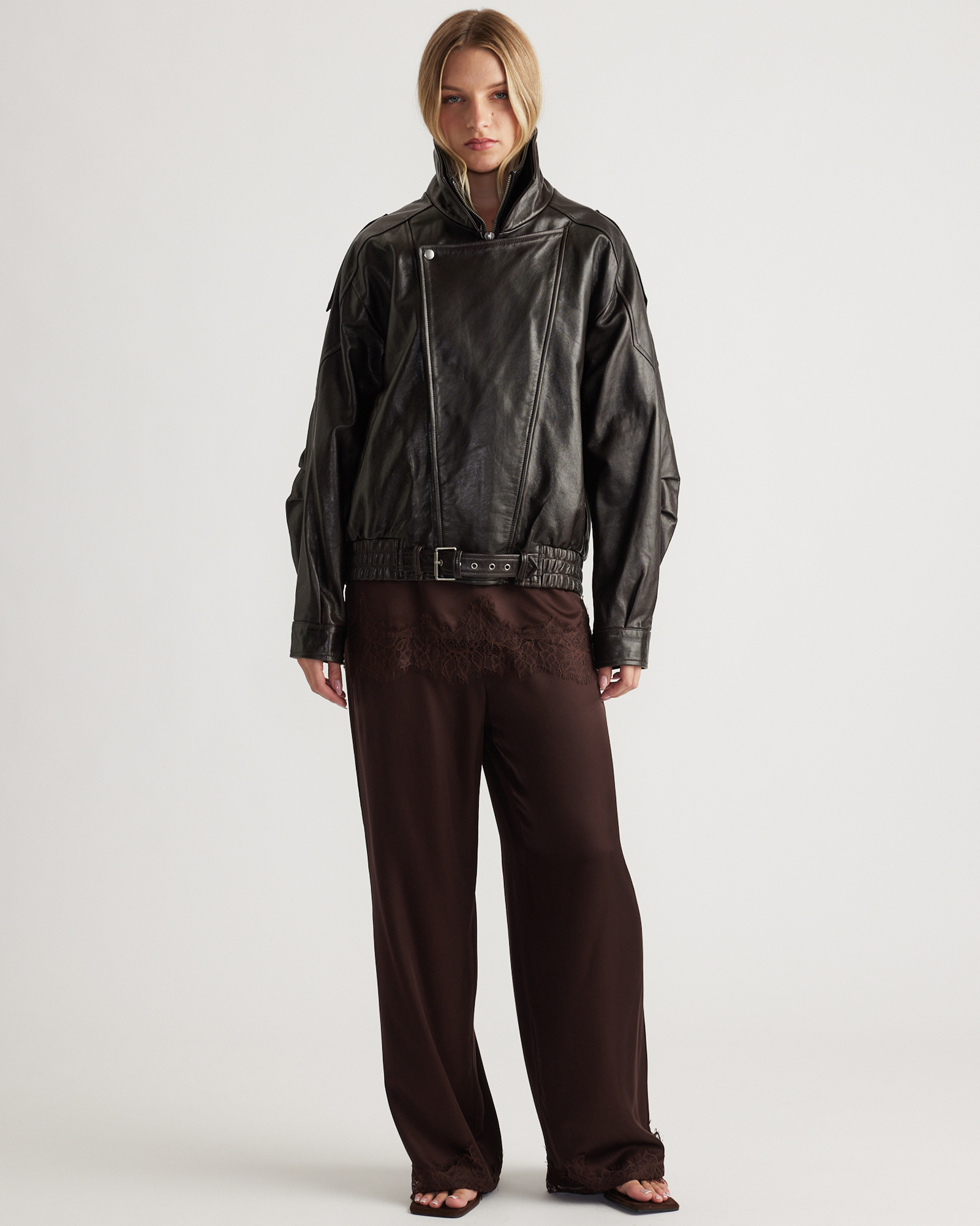Laine Satin Lace Trim Pants