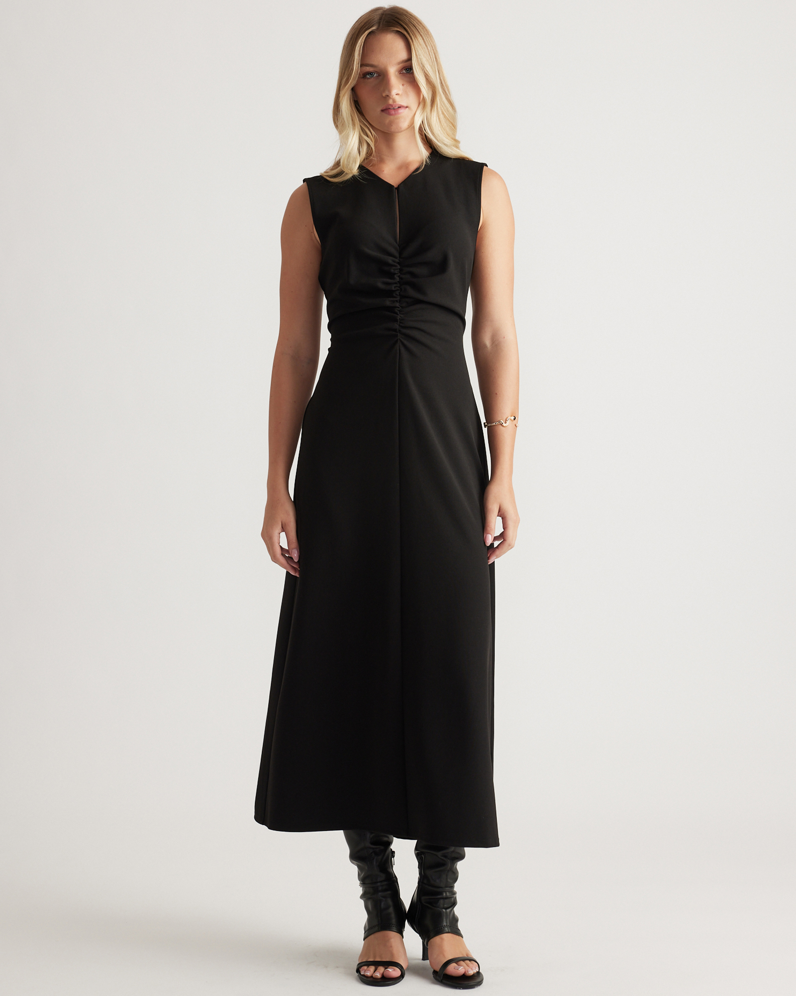 Rachel Ruched Front Midi Dress