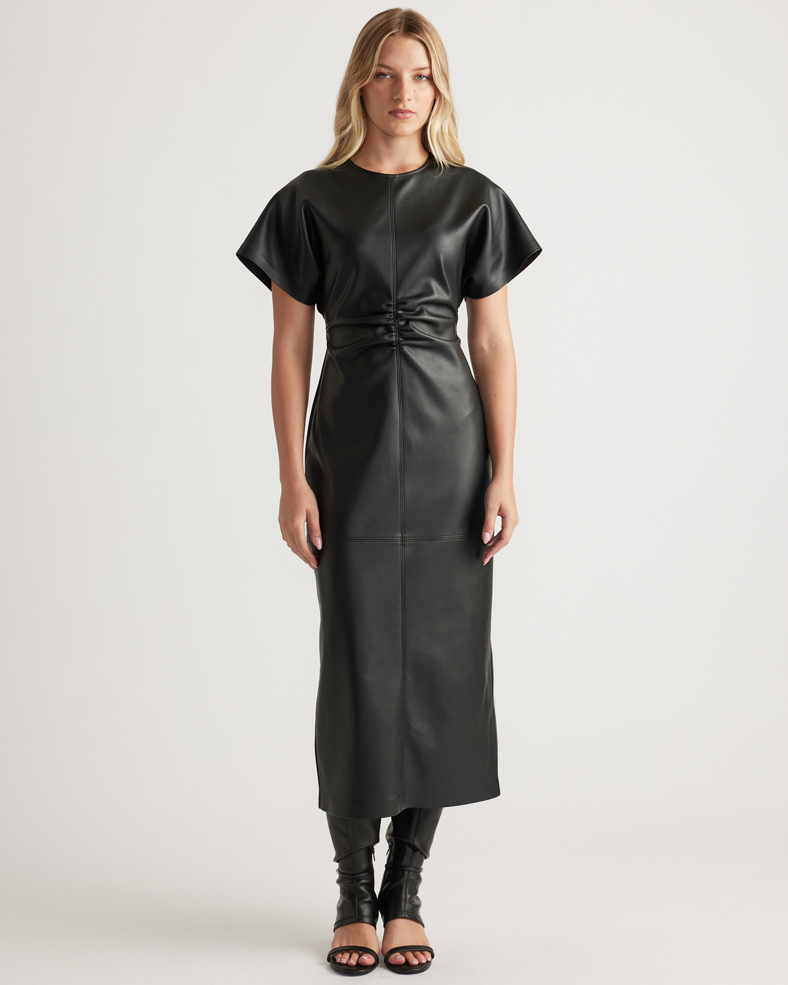Paige Faux Leather Midi Dress
