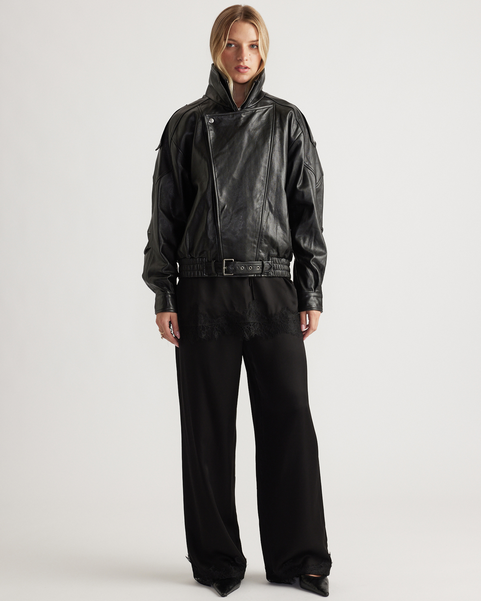 Laine Satin Lace Trim Pants
