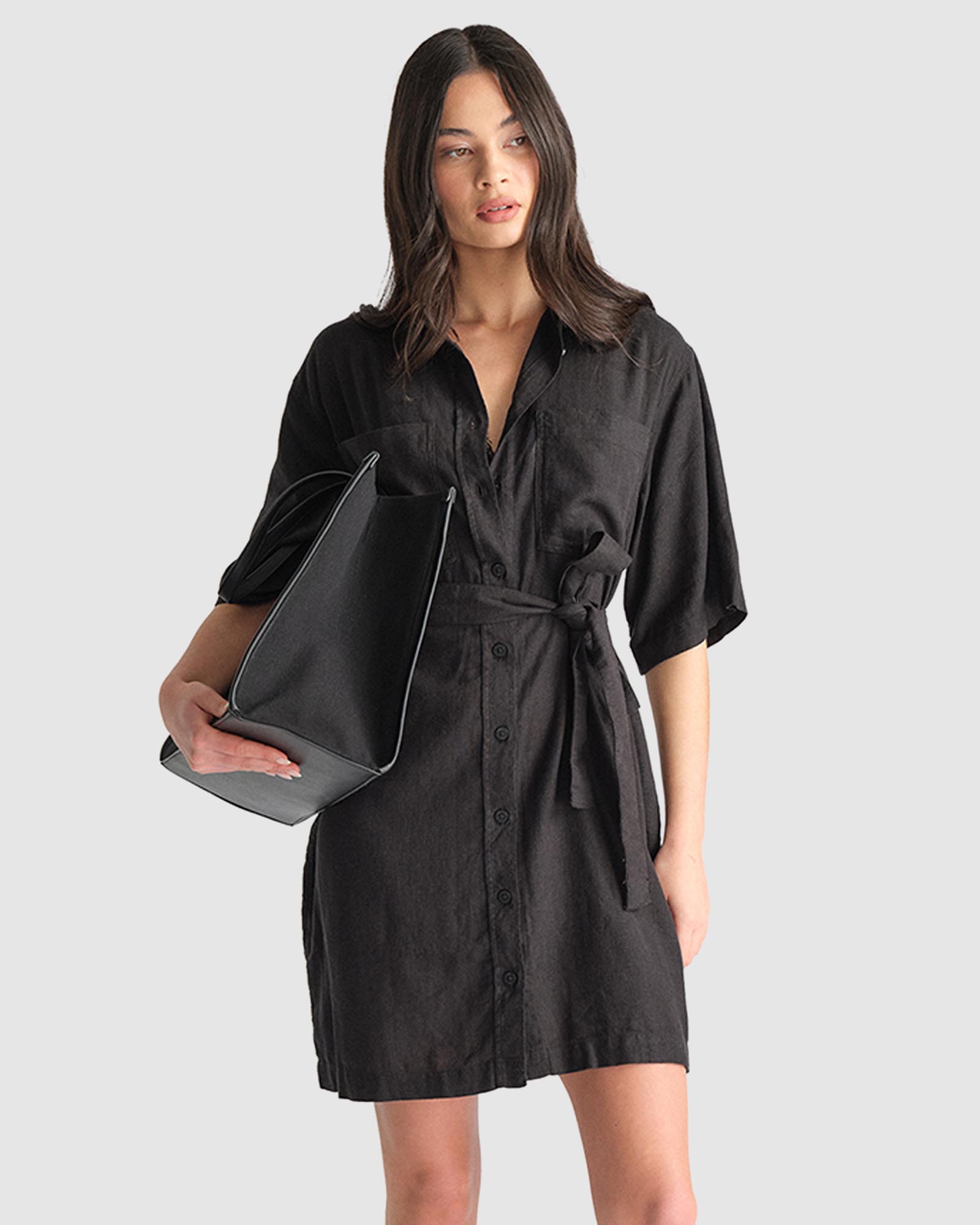 D-Luxe Linen Blend Short Dress