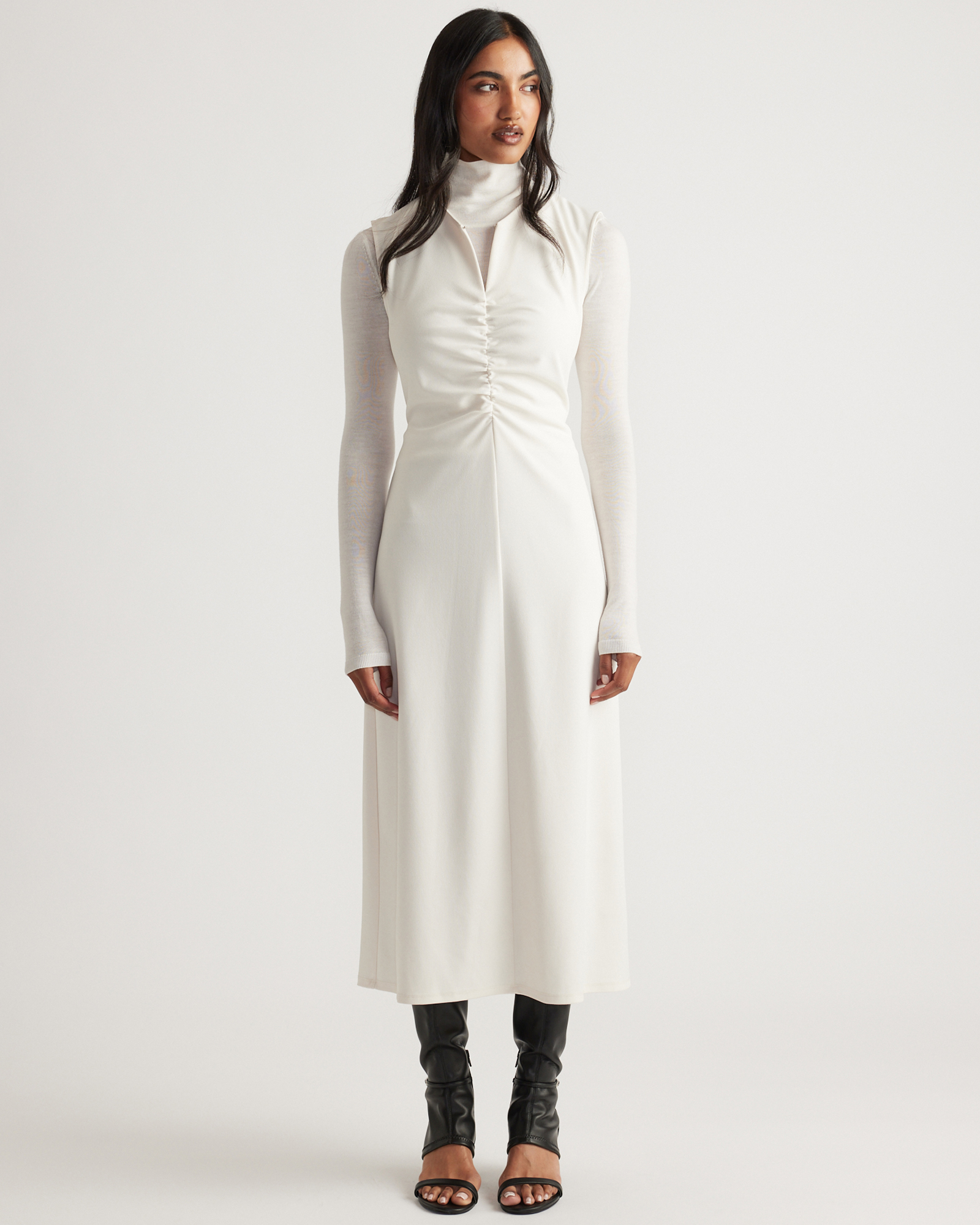 Rachel Ruched Front Midi Dress