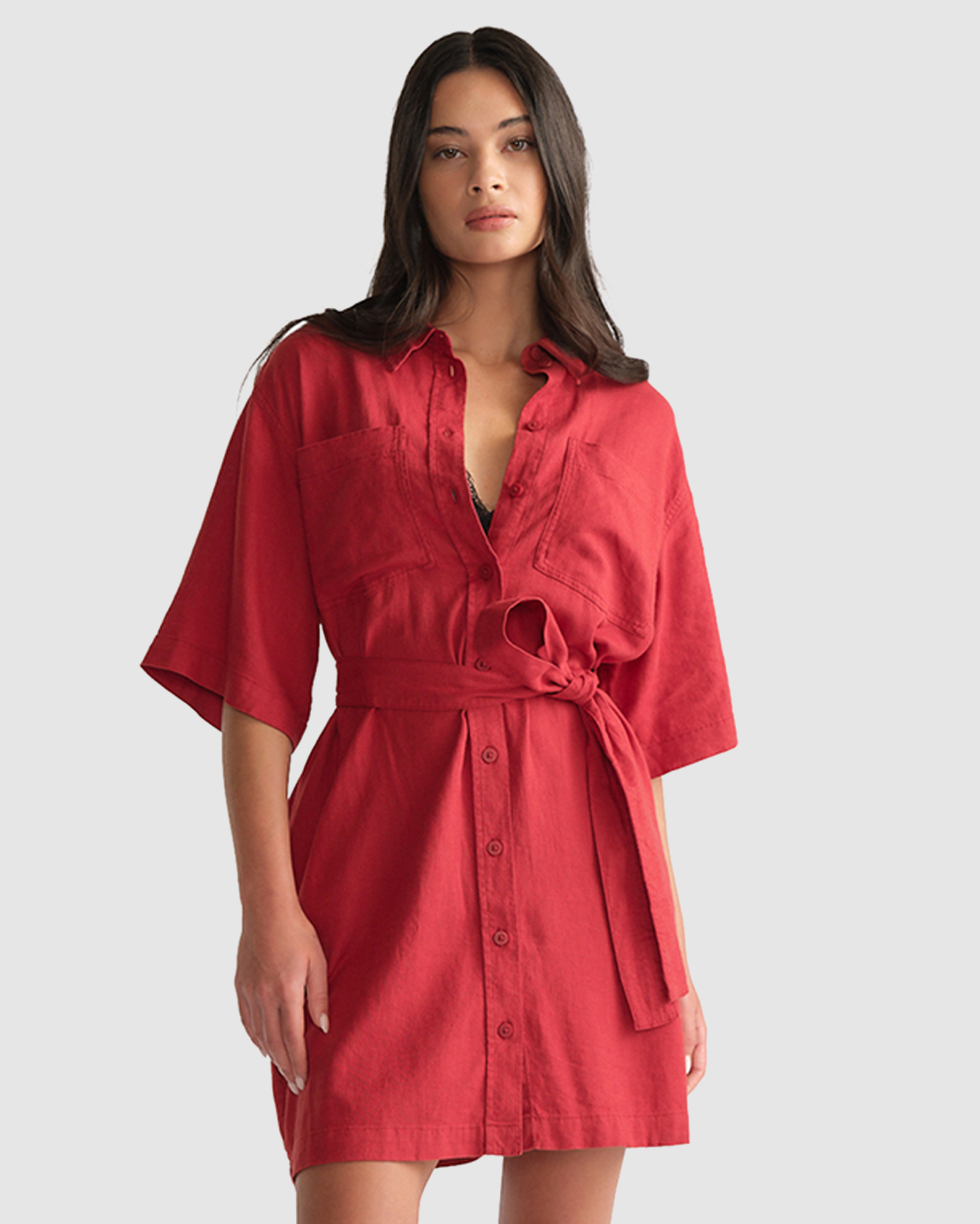 D-Luxe Linen Blend Short Dress