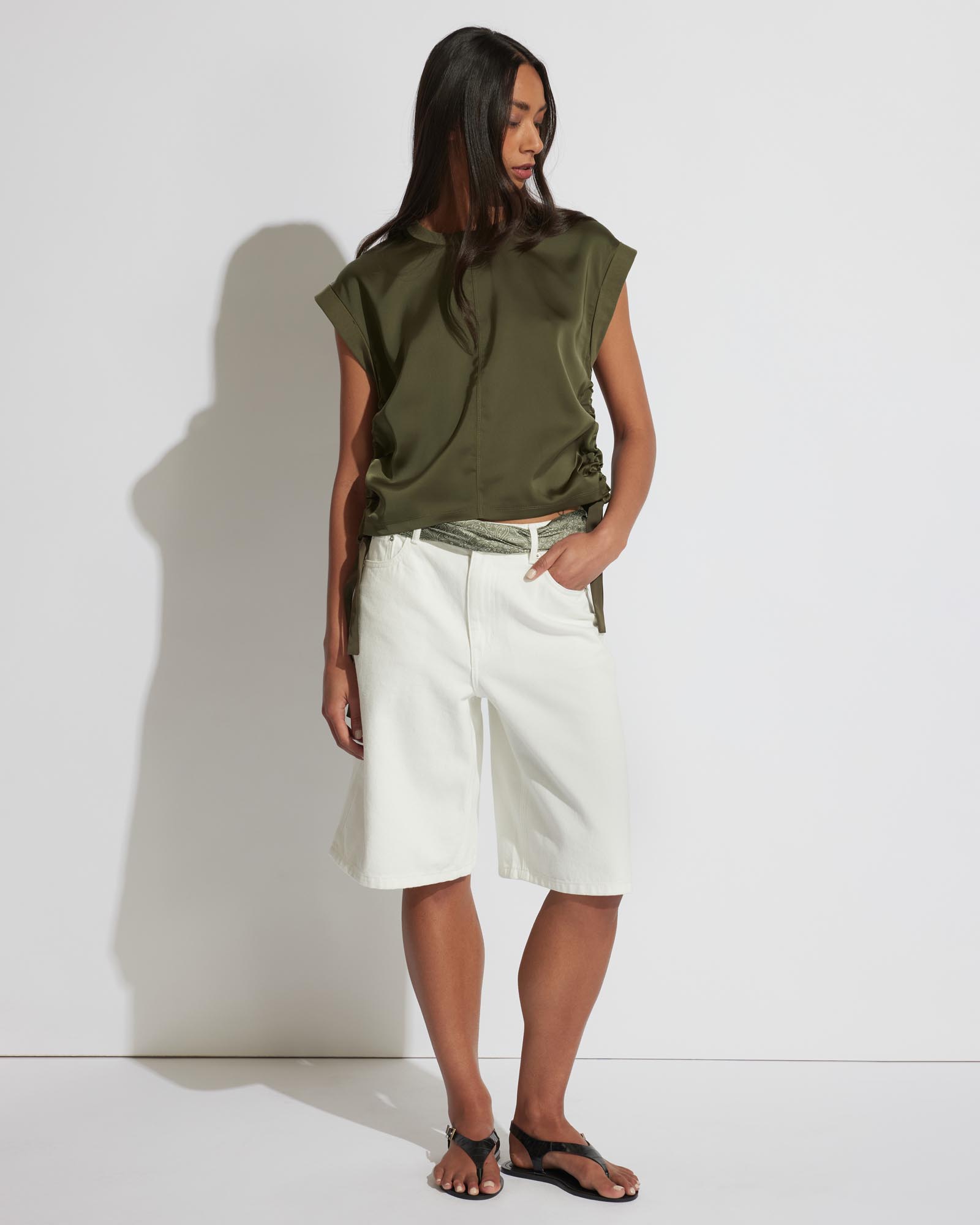 Alessia Satin Side Tie Tee