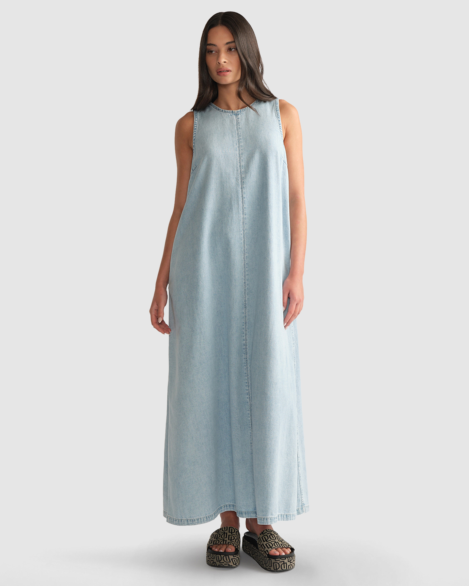 D-Luxe Denim Racer Maxi Dress