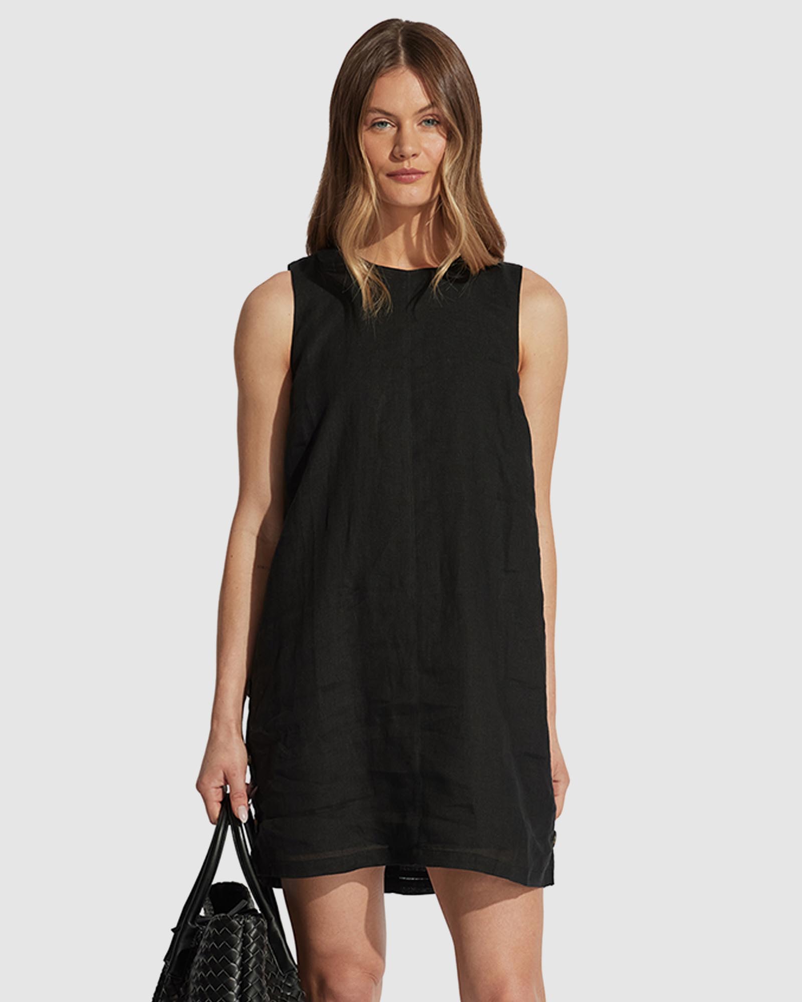 Belle Button Linen Mini Dress