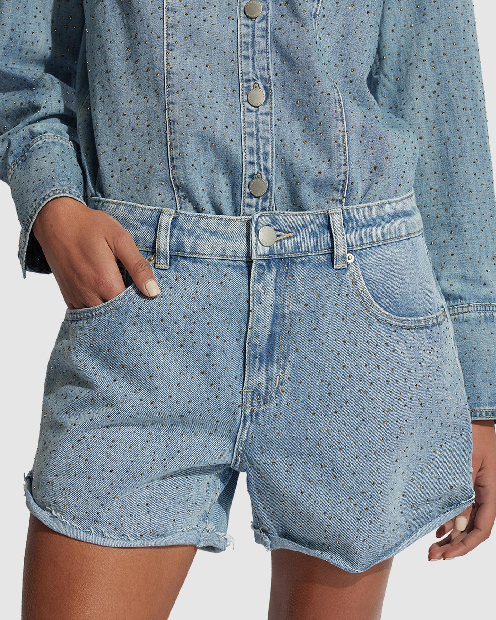 Isabel Rhinestone Denim Shorts