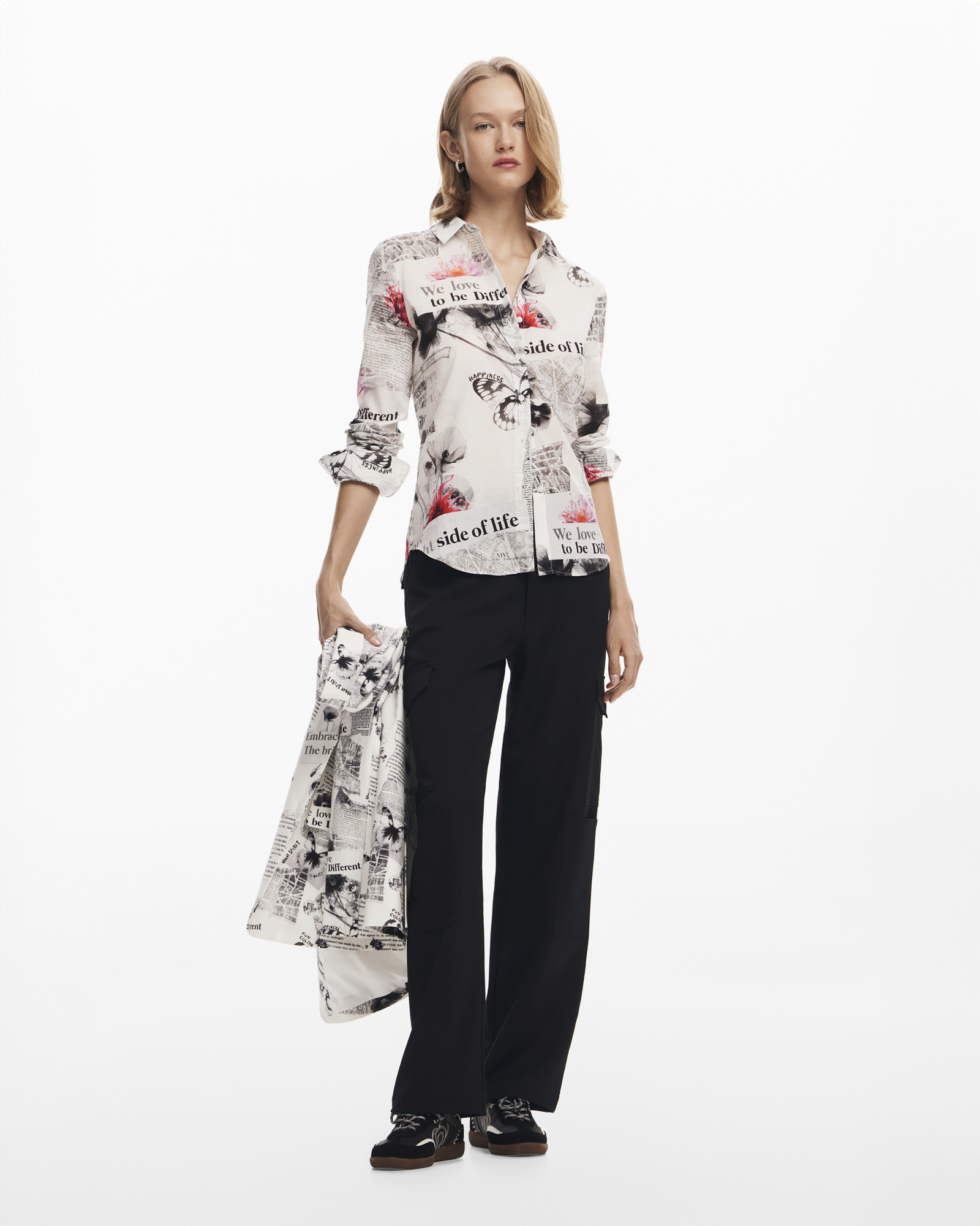 Floral text shirt