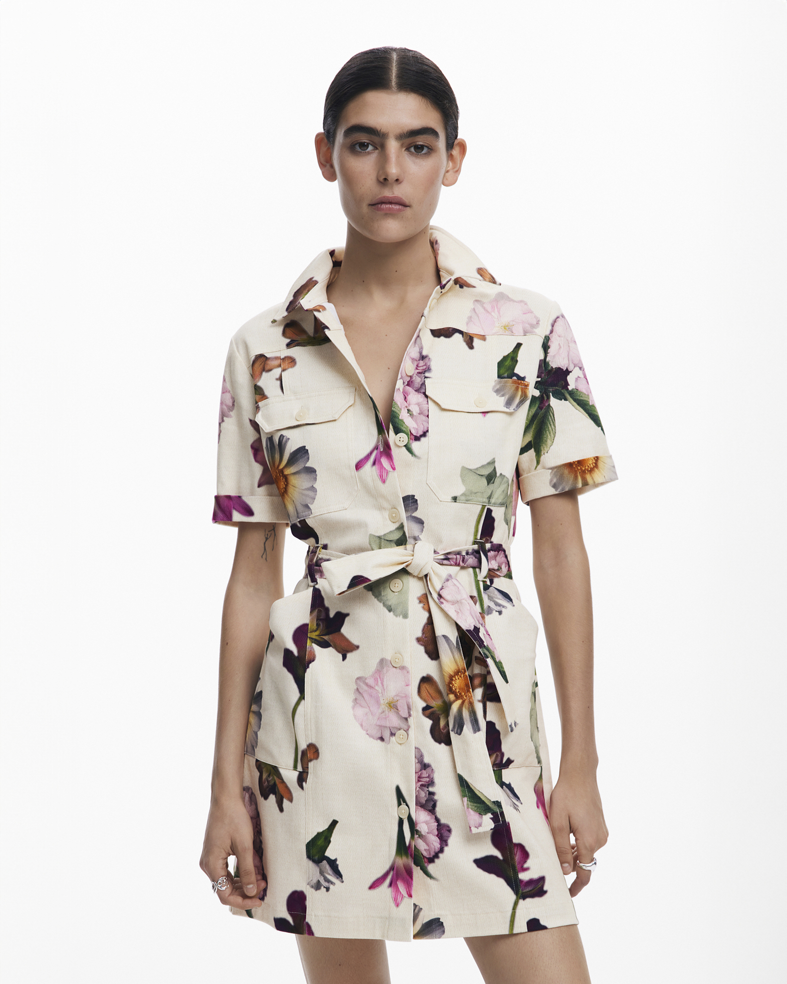 Floral shirt dress