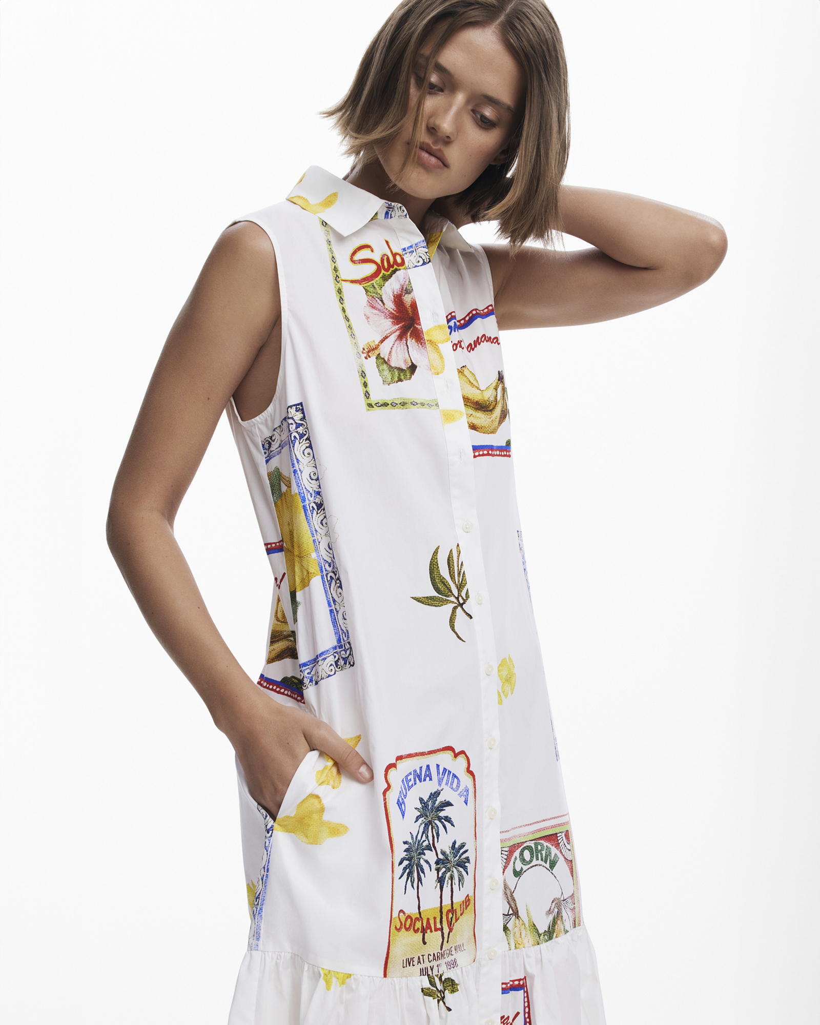 Postcard shirt dress