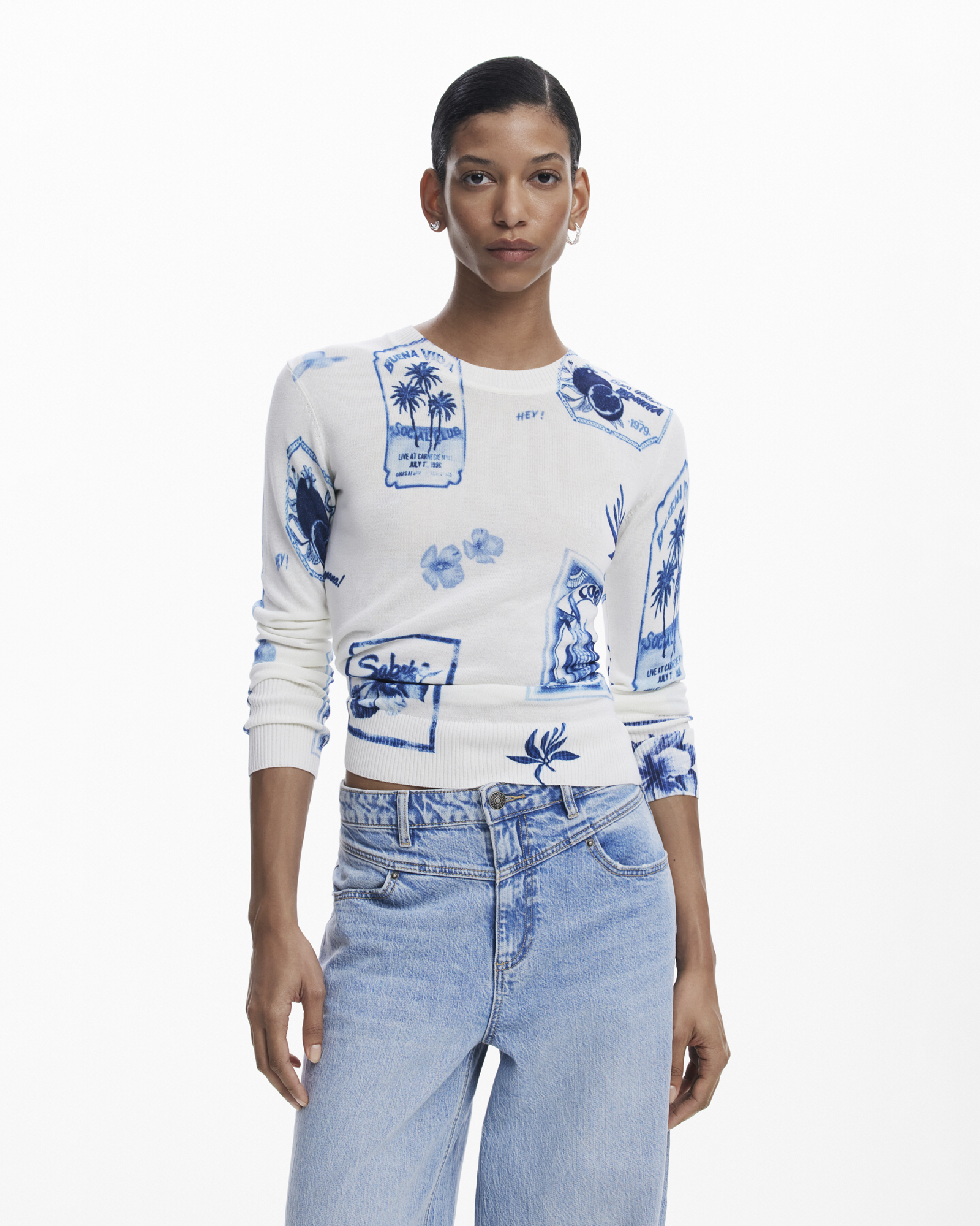 Postcard print Sweater