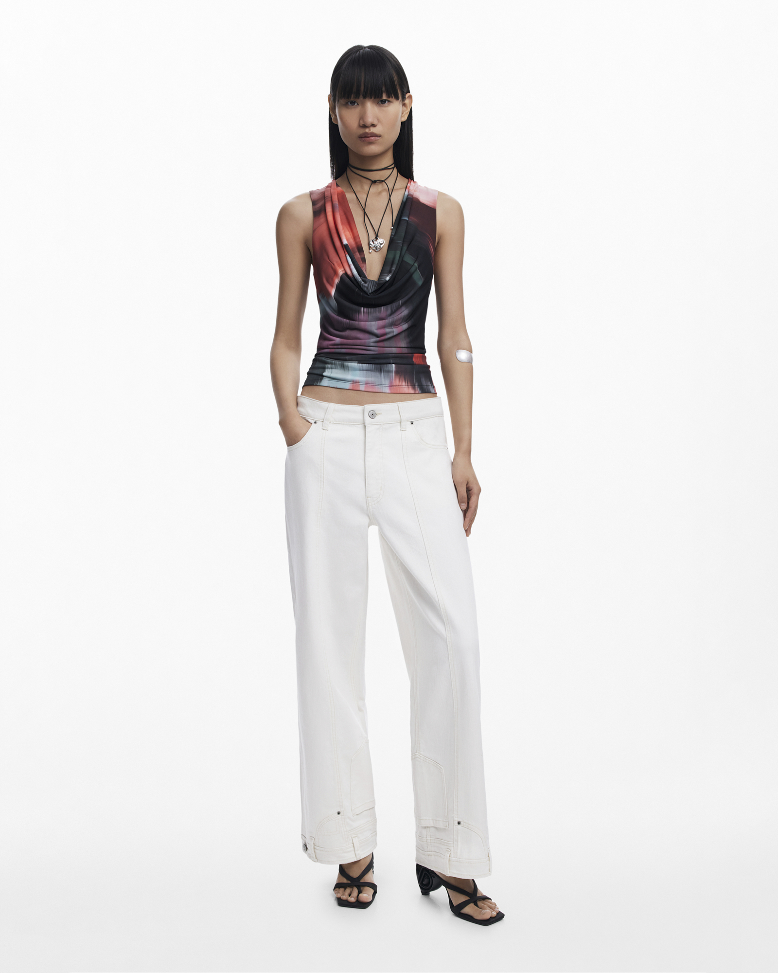 Draped neckline T-shirt