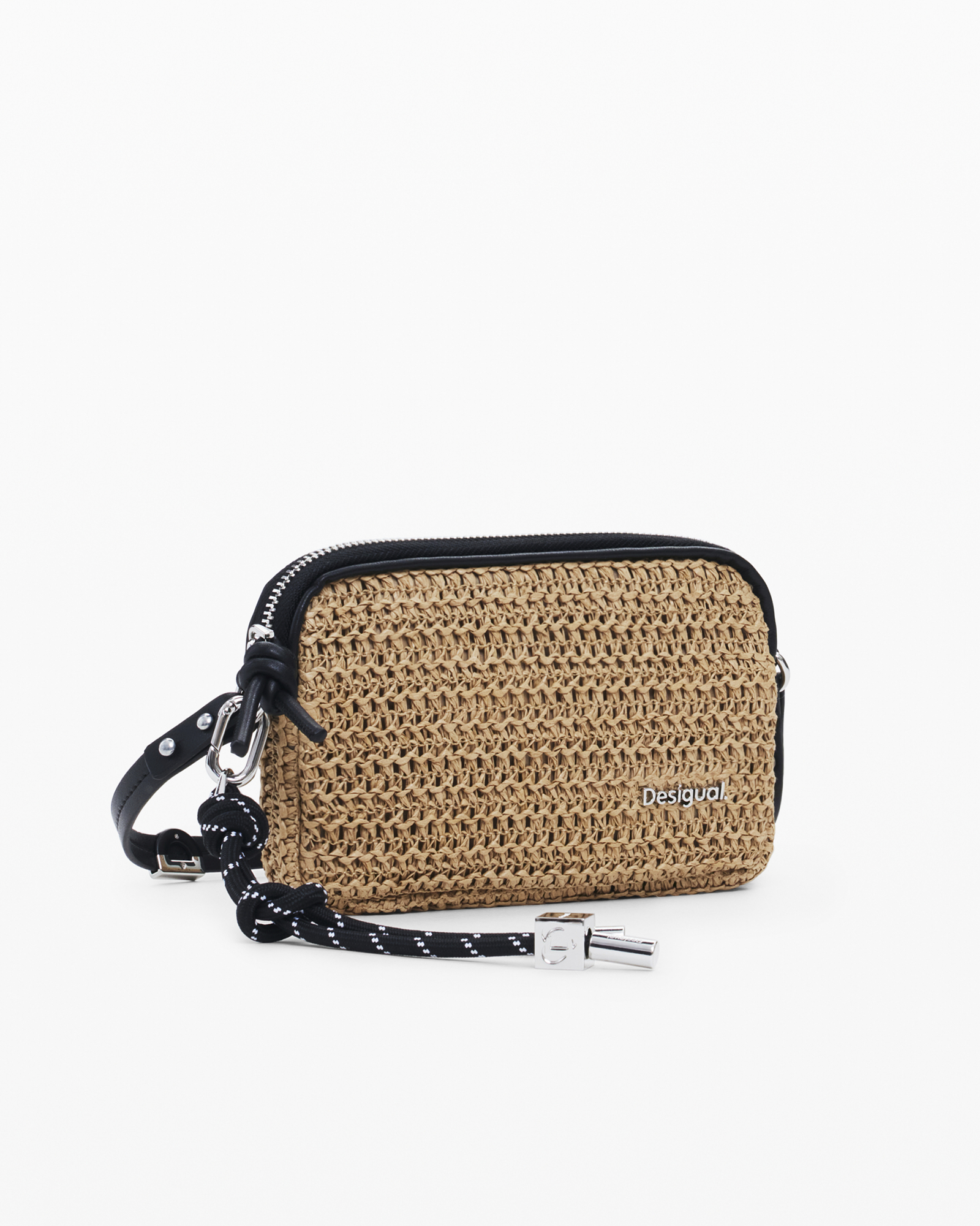 S logo raffia wallet