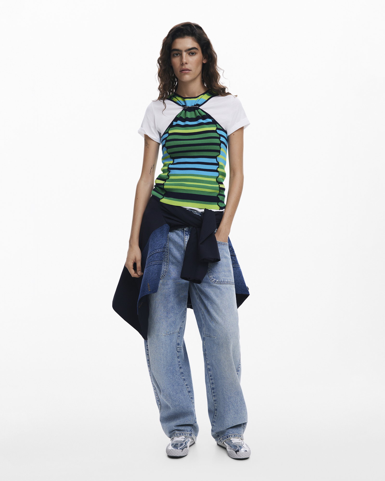 Striped T-shirt with trim