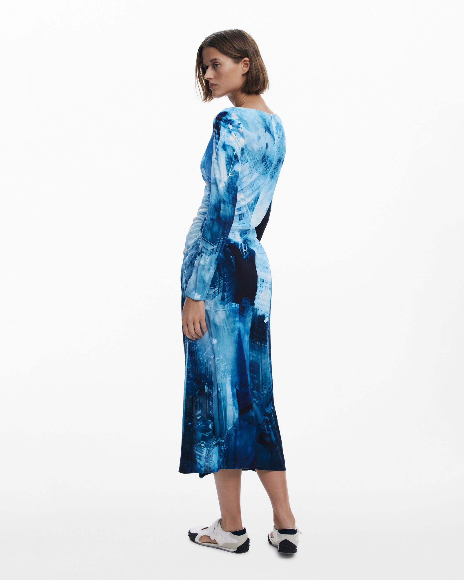 Long Sleeve ocean print Dress