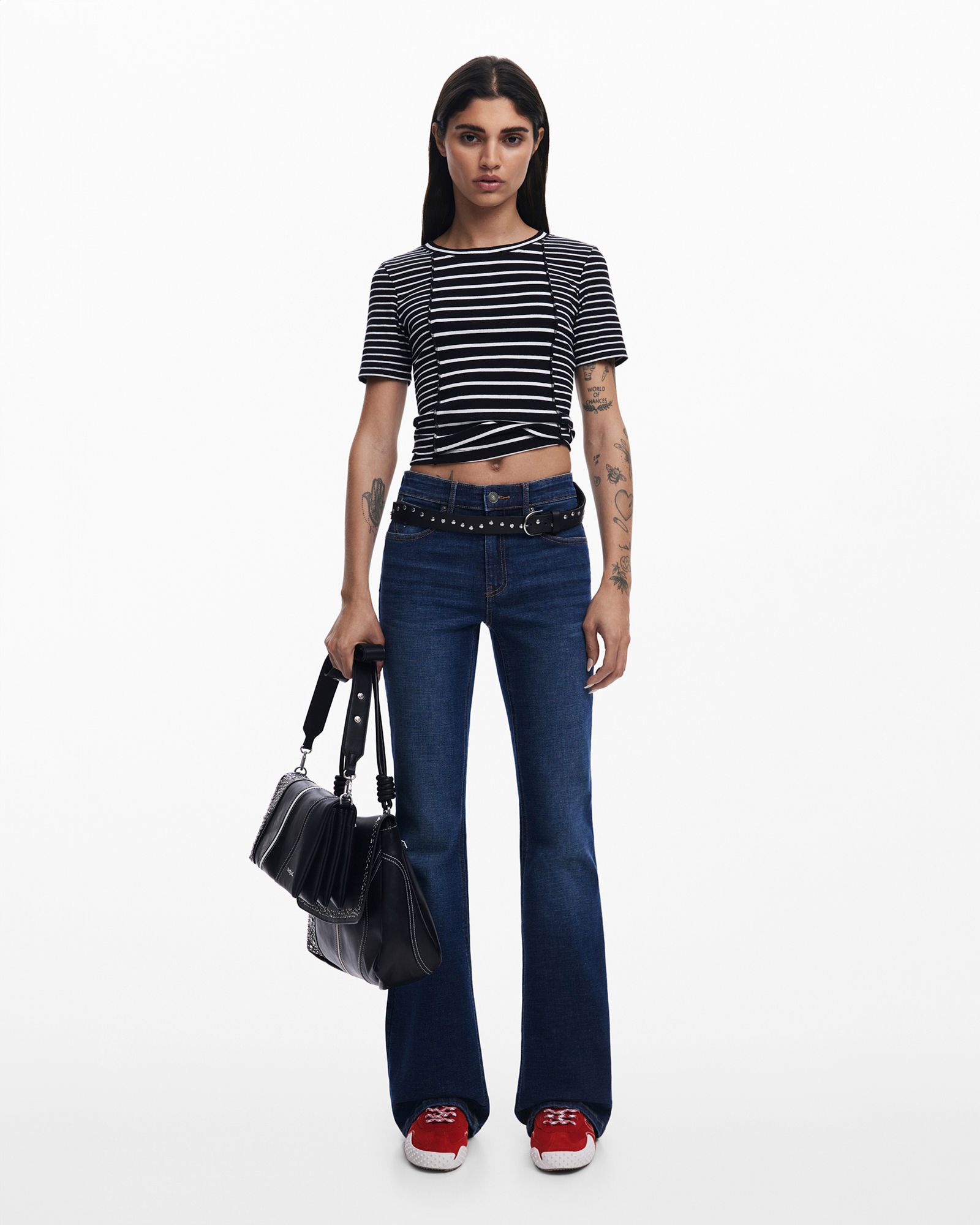 Uneven striped T-shirt