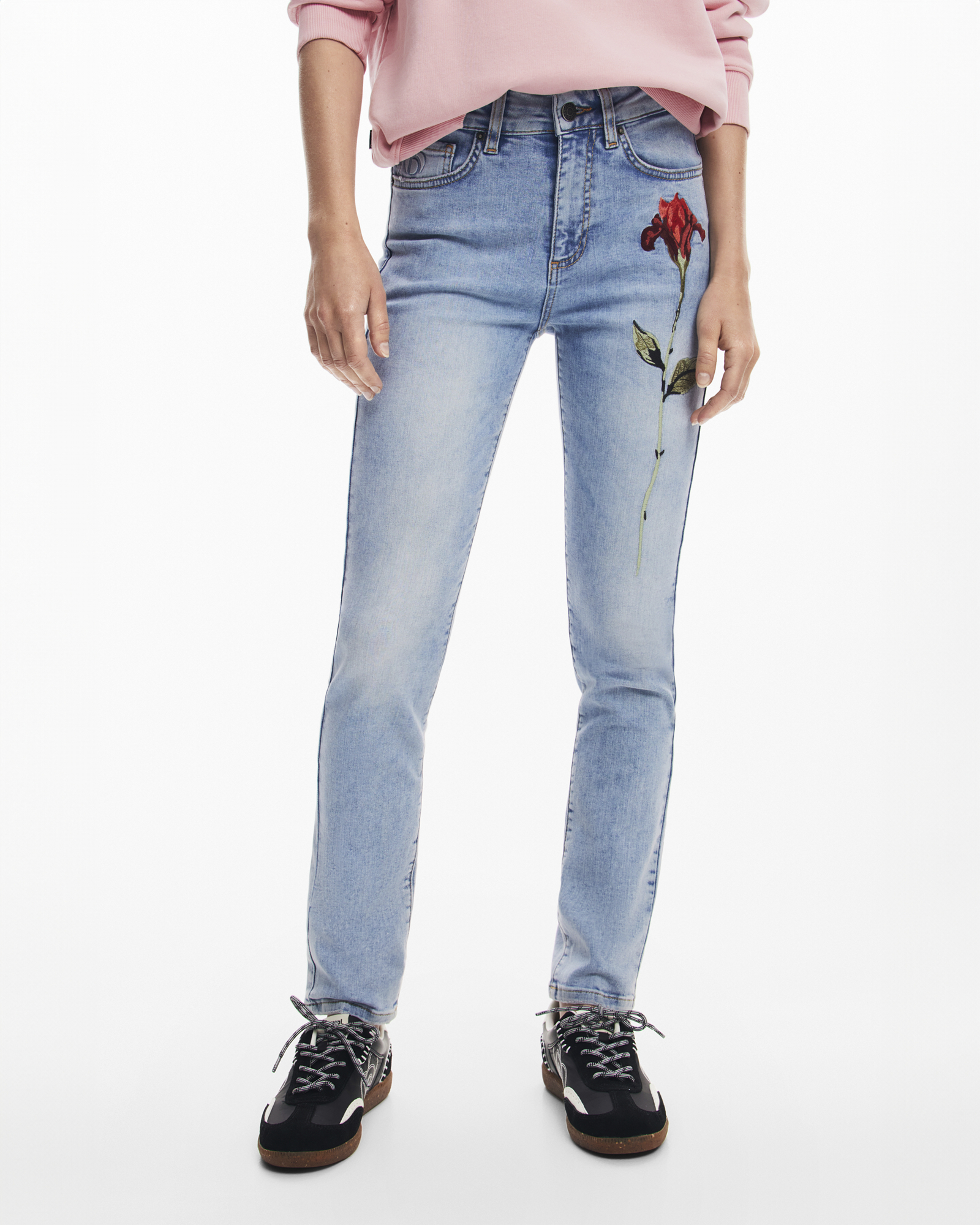 Pink denim pants