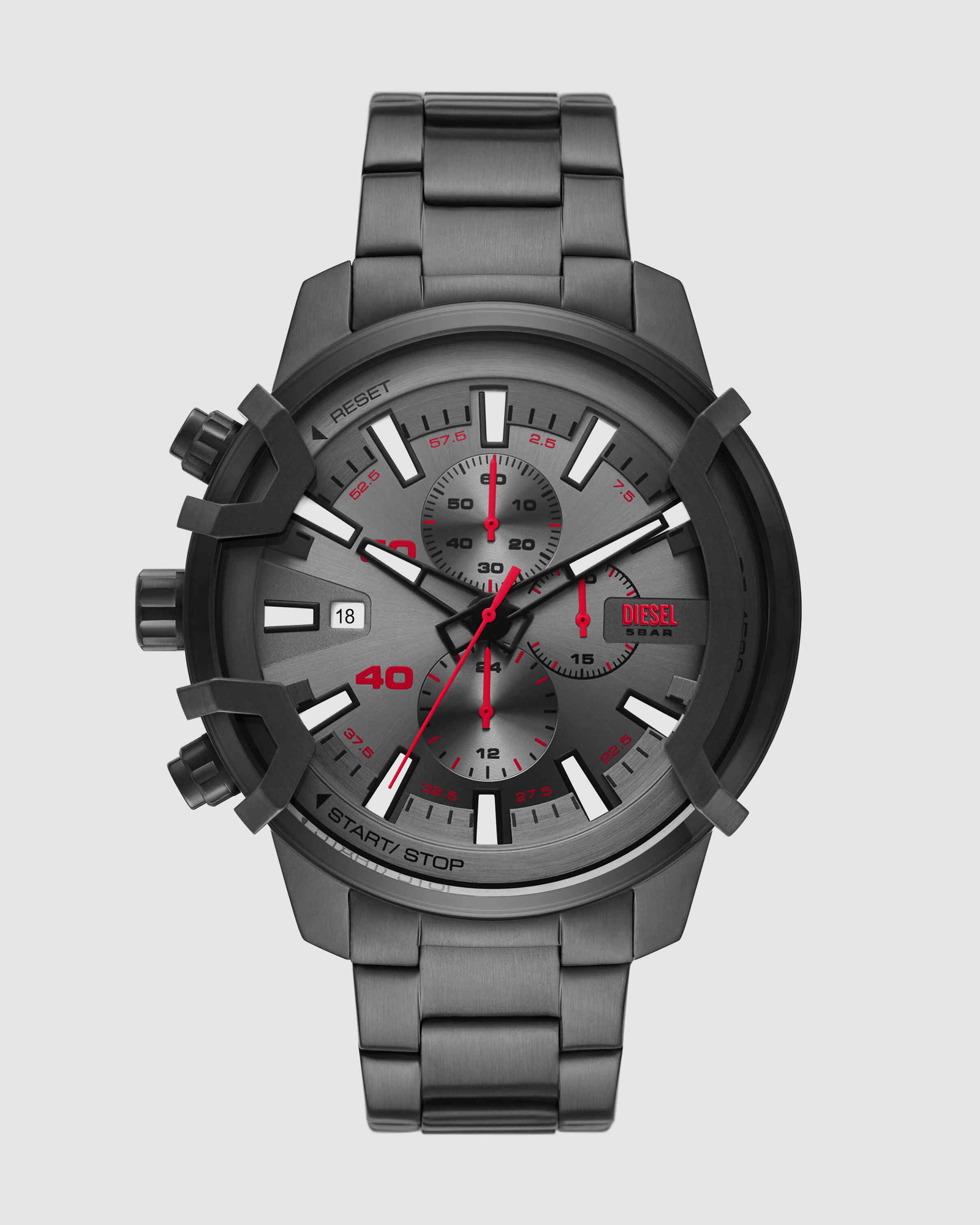 Griffed Gun-Metal Chronograph Watch