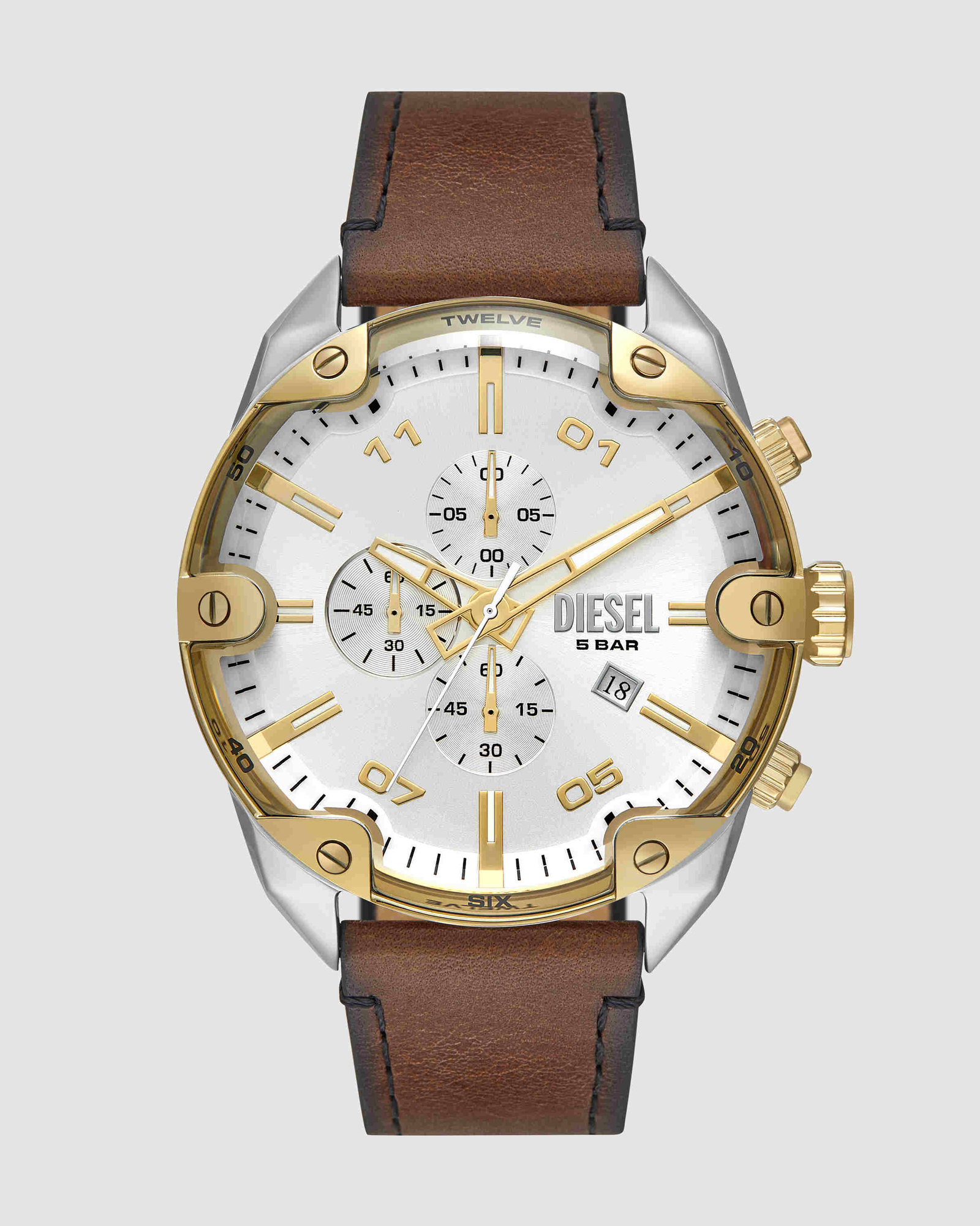 Spiked Brown Chronograph Watch
