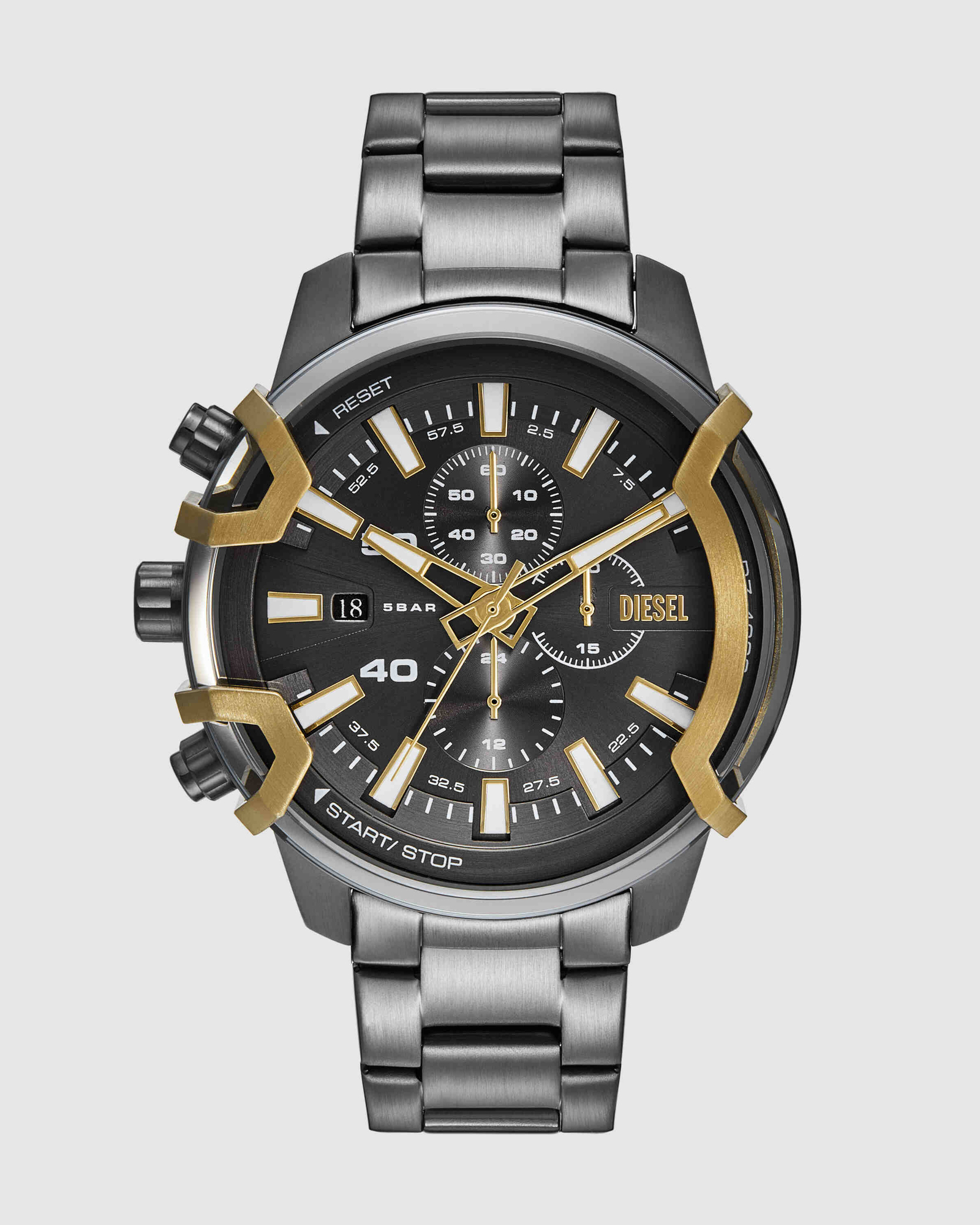 Griffed Gun-Metal Chronograph Watch