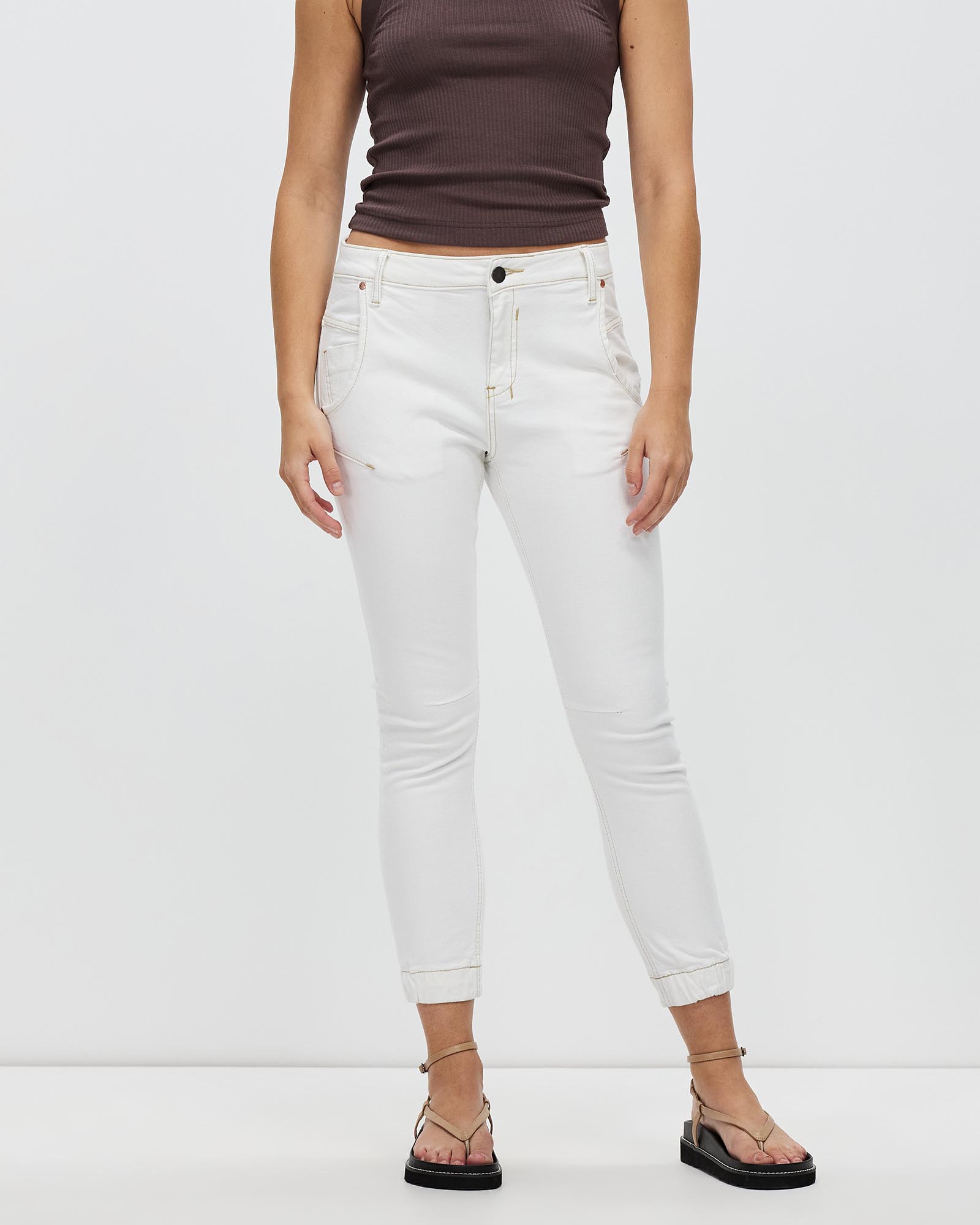 Cuffed White Jeans