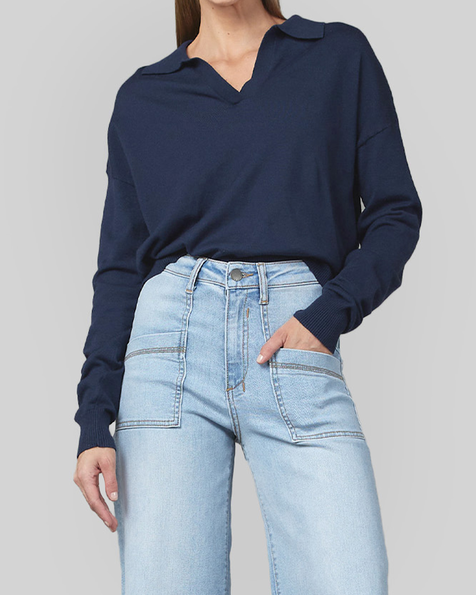 Rita Navy Polo Top