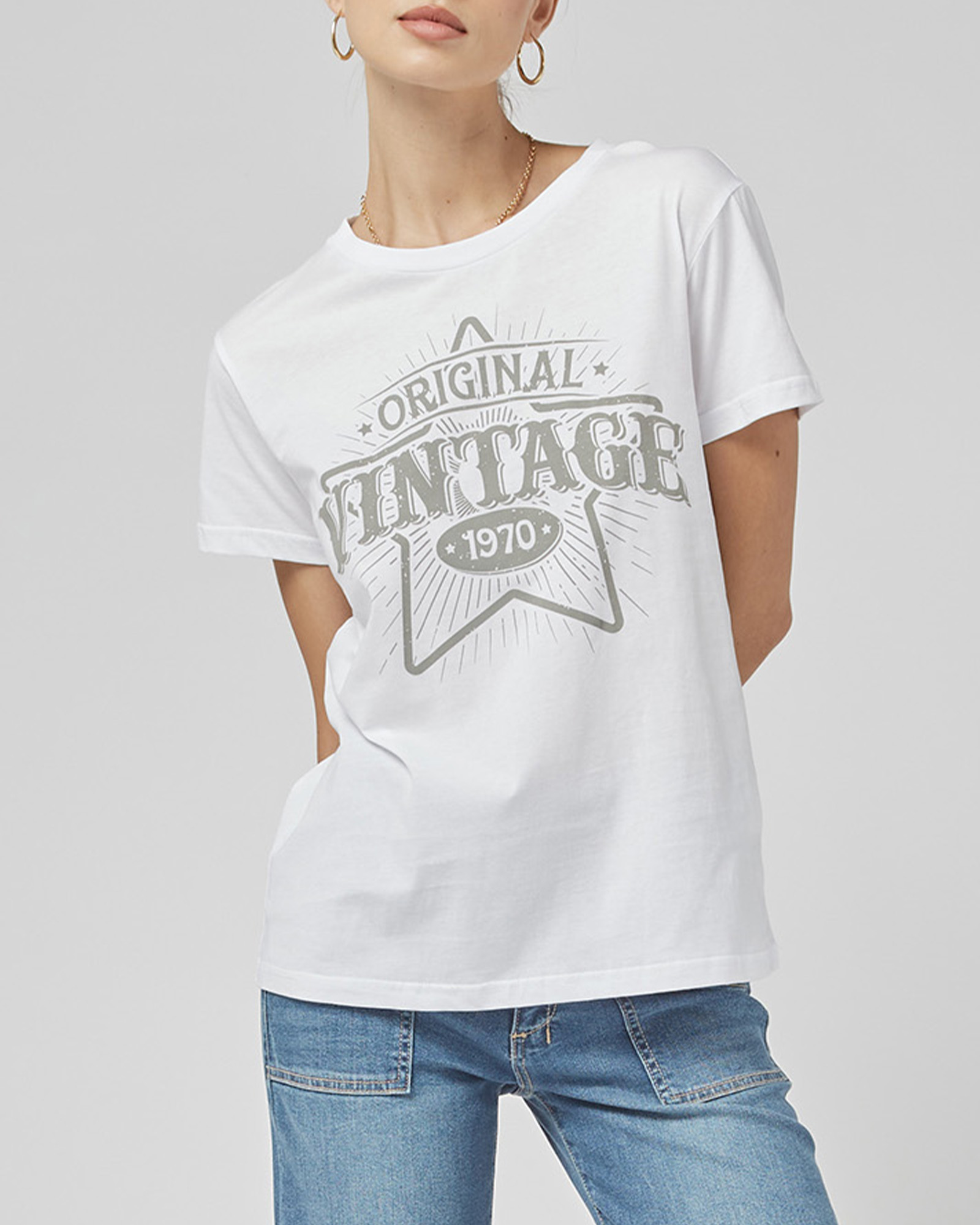 Clare White VN Printed Tee