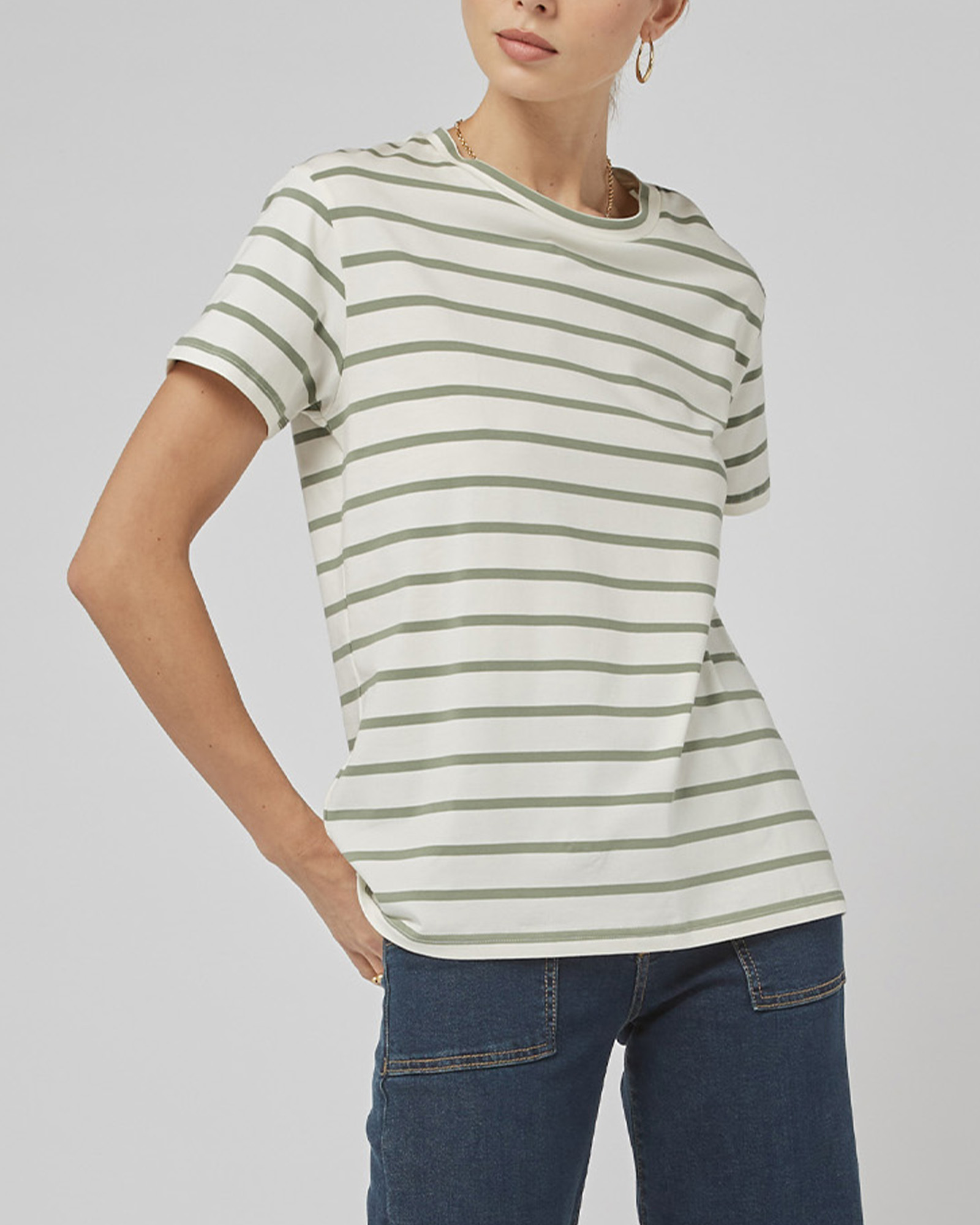 Clare Oil Green Stripe Tee