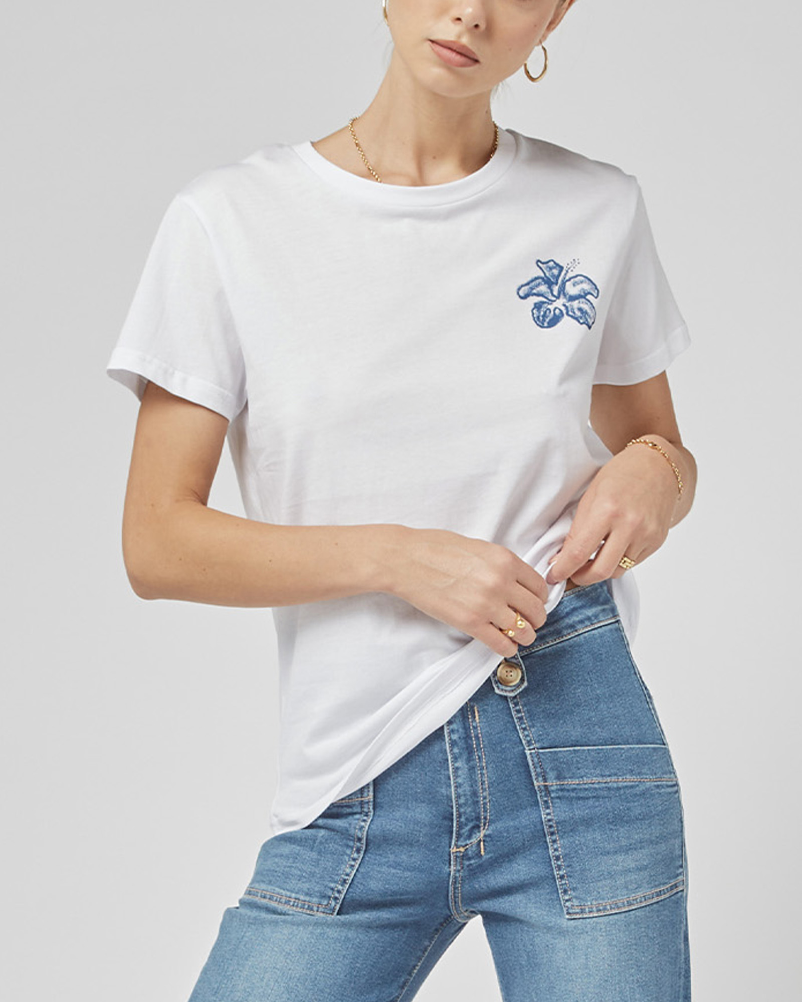 Clare White FL Printed Tee