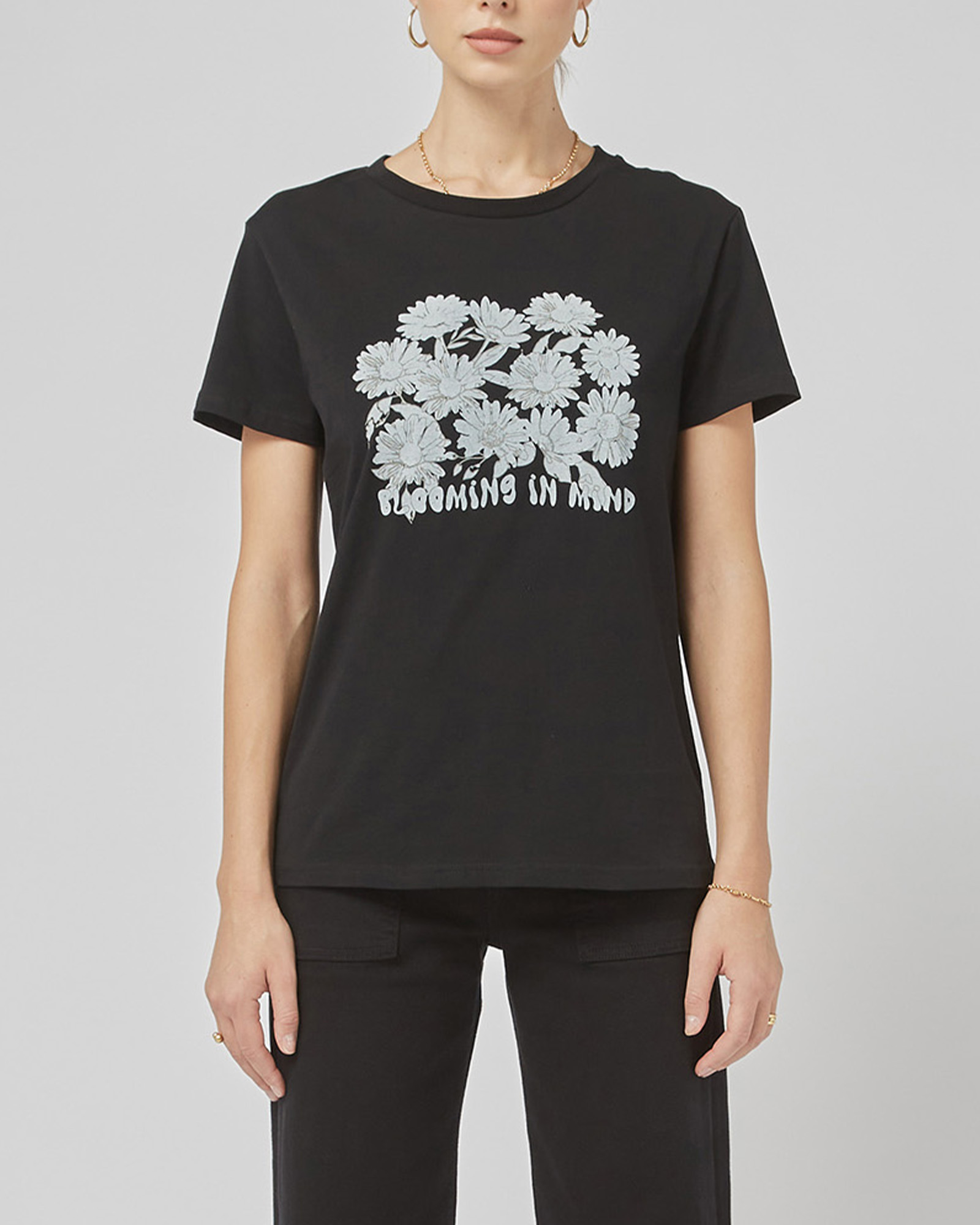 Clare Black Printed Tee