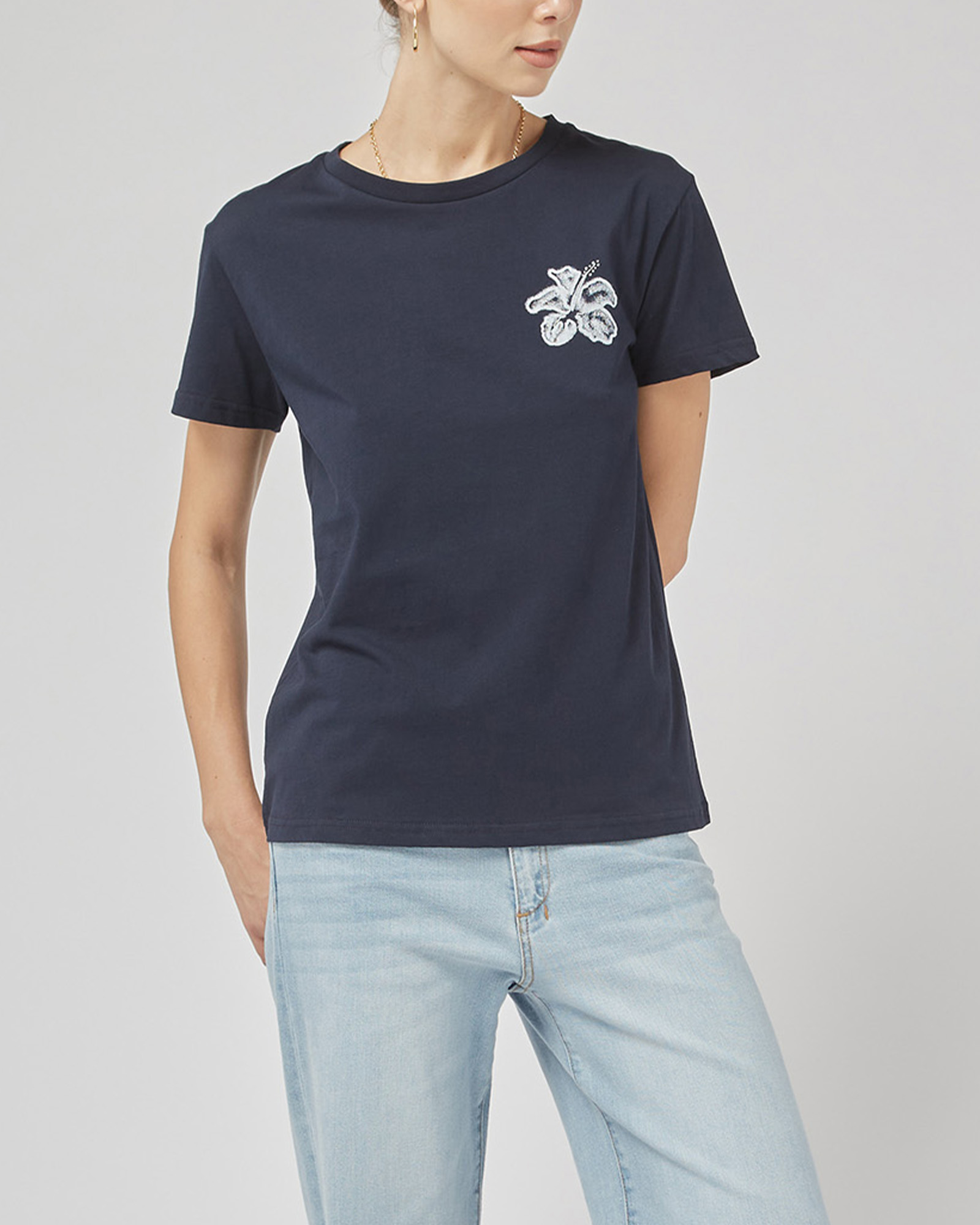 Clare Navy Printed Tee