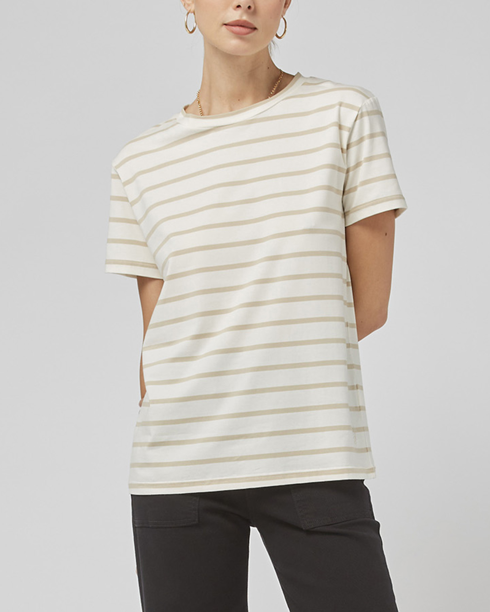 Clare Beige Stripe Tee