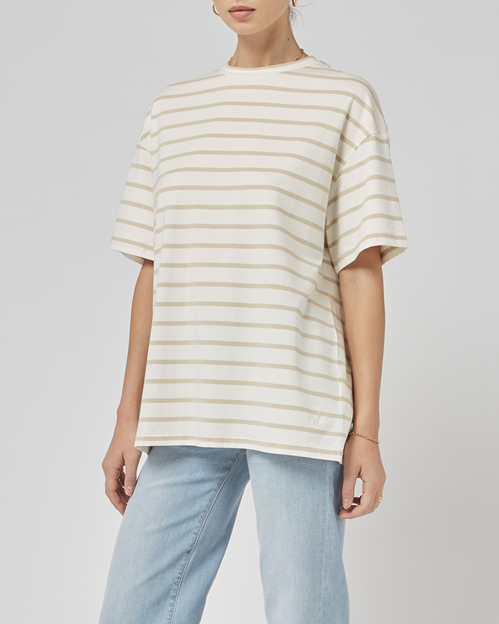 Amy Beige Stripe Tee