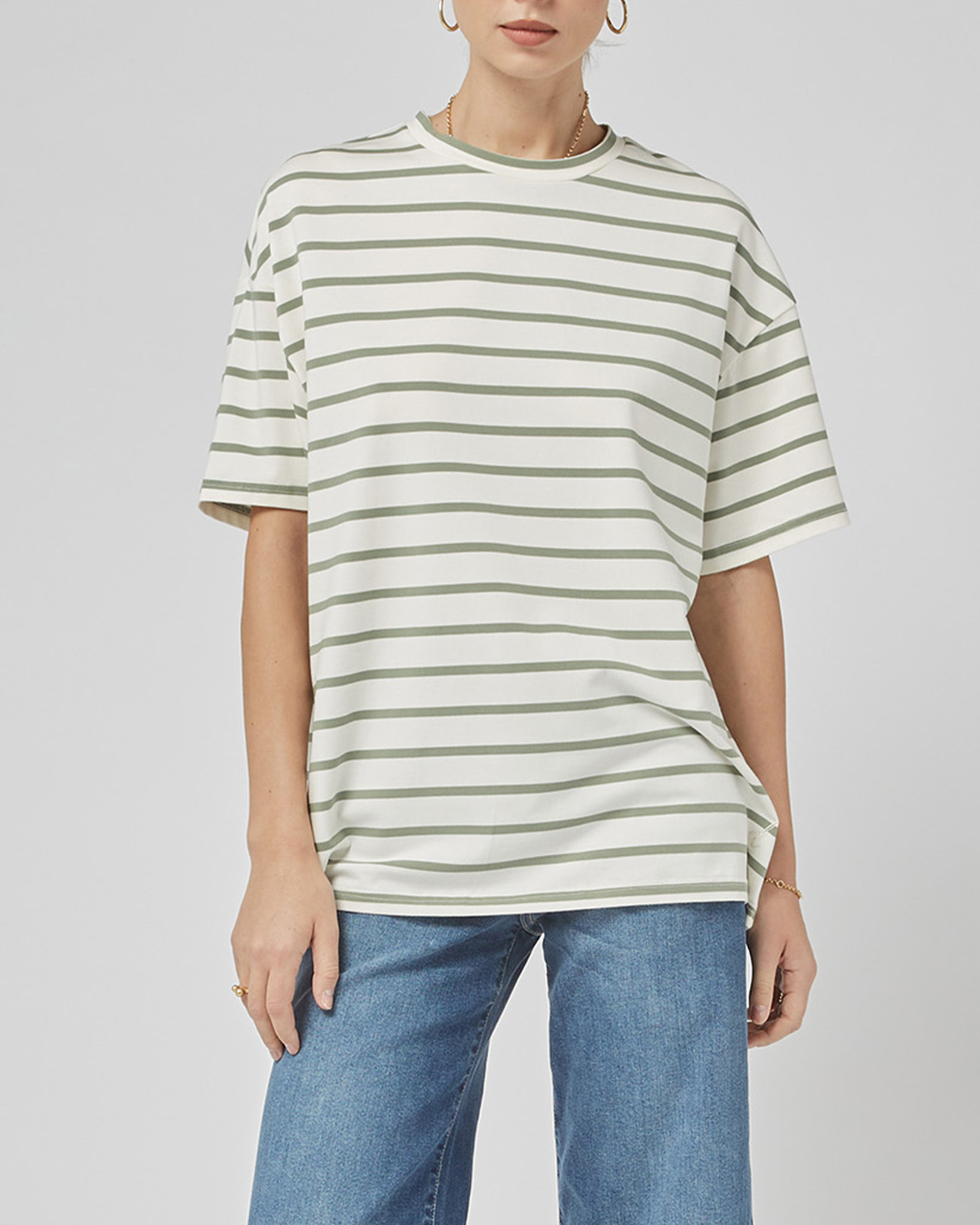 Amy Oil Green Stripe Tee